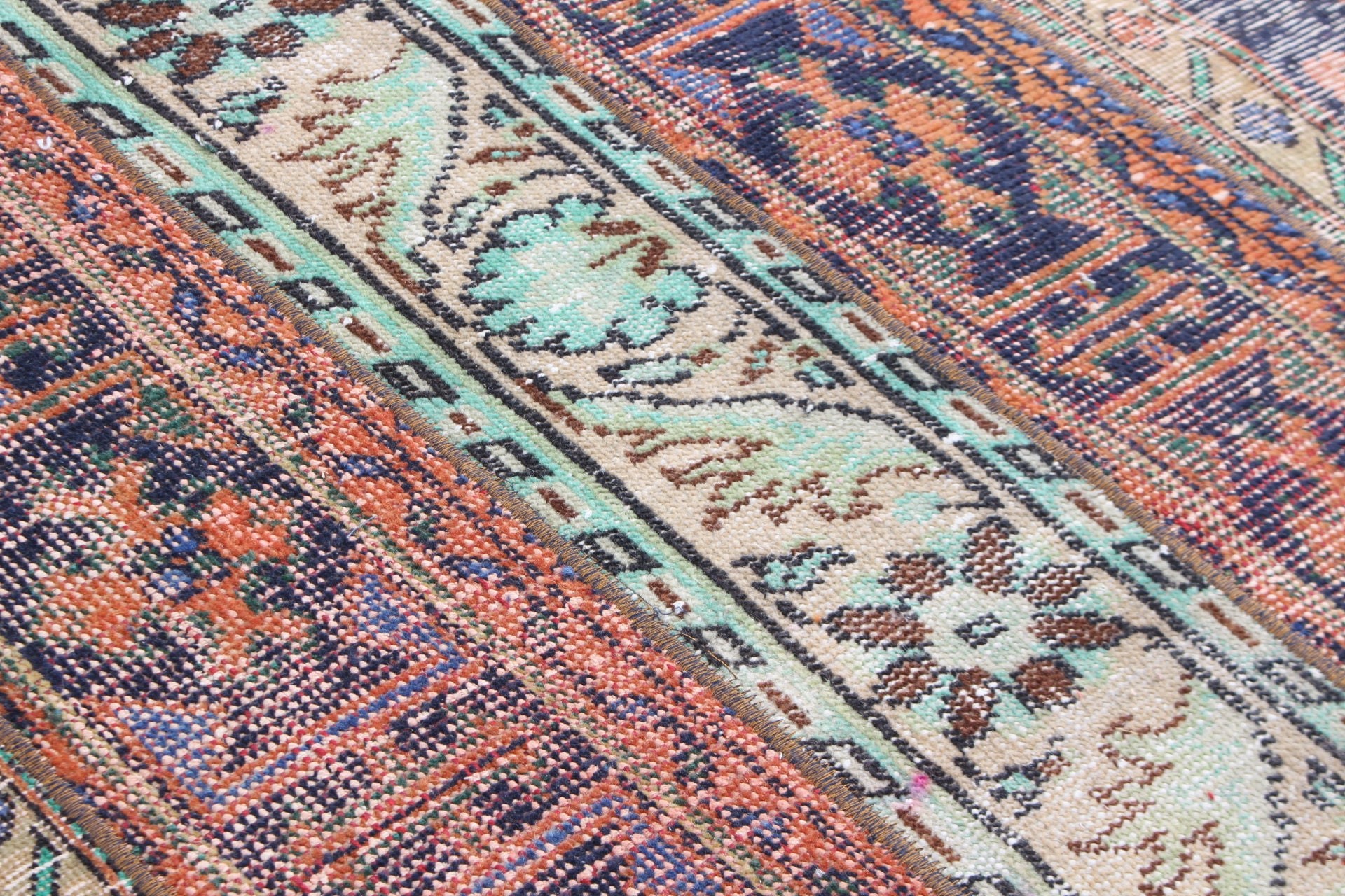 2.9x4.3 ft Small Rugs, Vintage Rug, Distressed Rug, Blue Moroccan Rugs, Oushak Rug, Turkish Rug, Bathroom Rugs, Home Decor Rug, Entry Rug