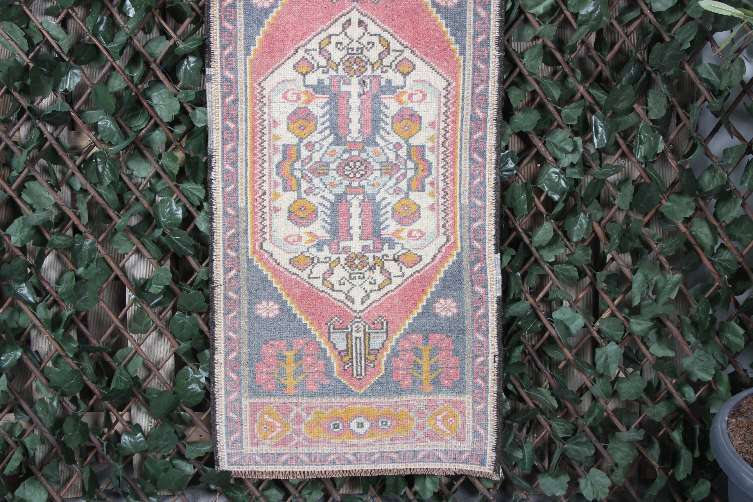 Banyo Halısı, 1.8x3.8 ft Küçük Halı, Yün Halılar, Türk Halısı, Yatak Odası Halısı, Banyo Halıları, Vintage Halı, Araba Paspas Halıları, Kırmızı Yer Halısı