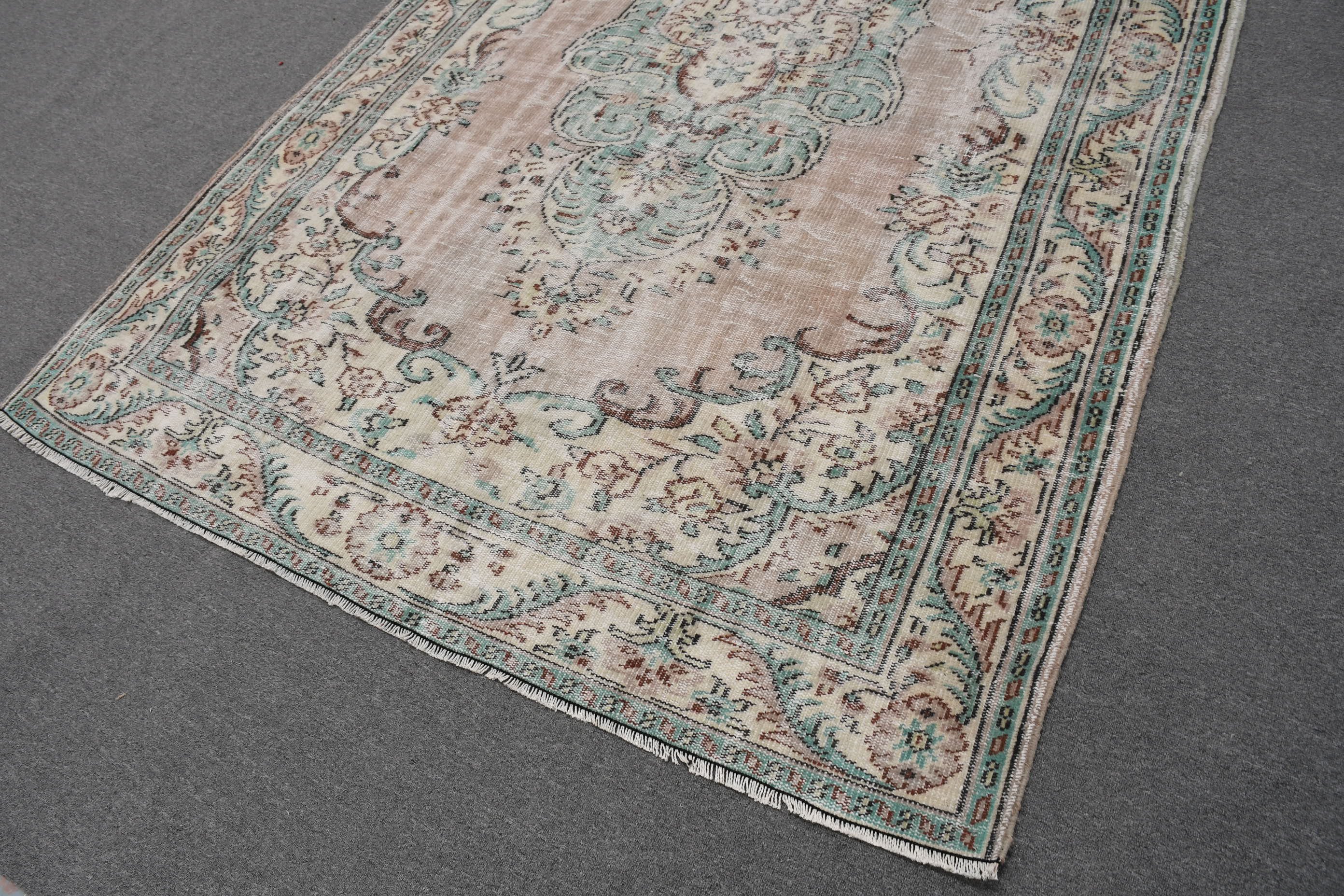 Beige  6x9.7 ft Large Rugs, Dining Room Rug, Rugs for Salon, Turkish Rug, Wool Rug, Vintage Rug, Bedroom Rug, Outdoor Rug