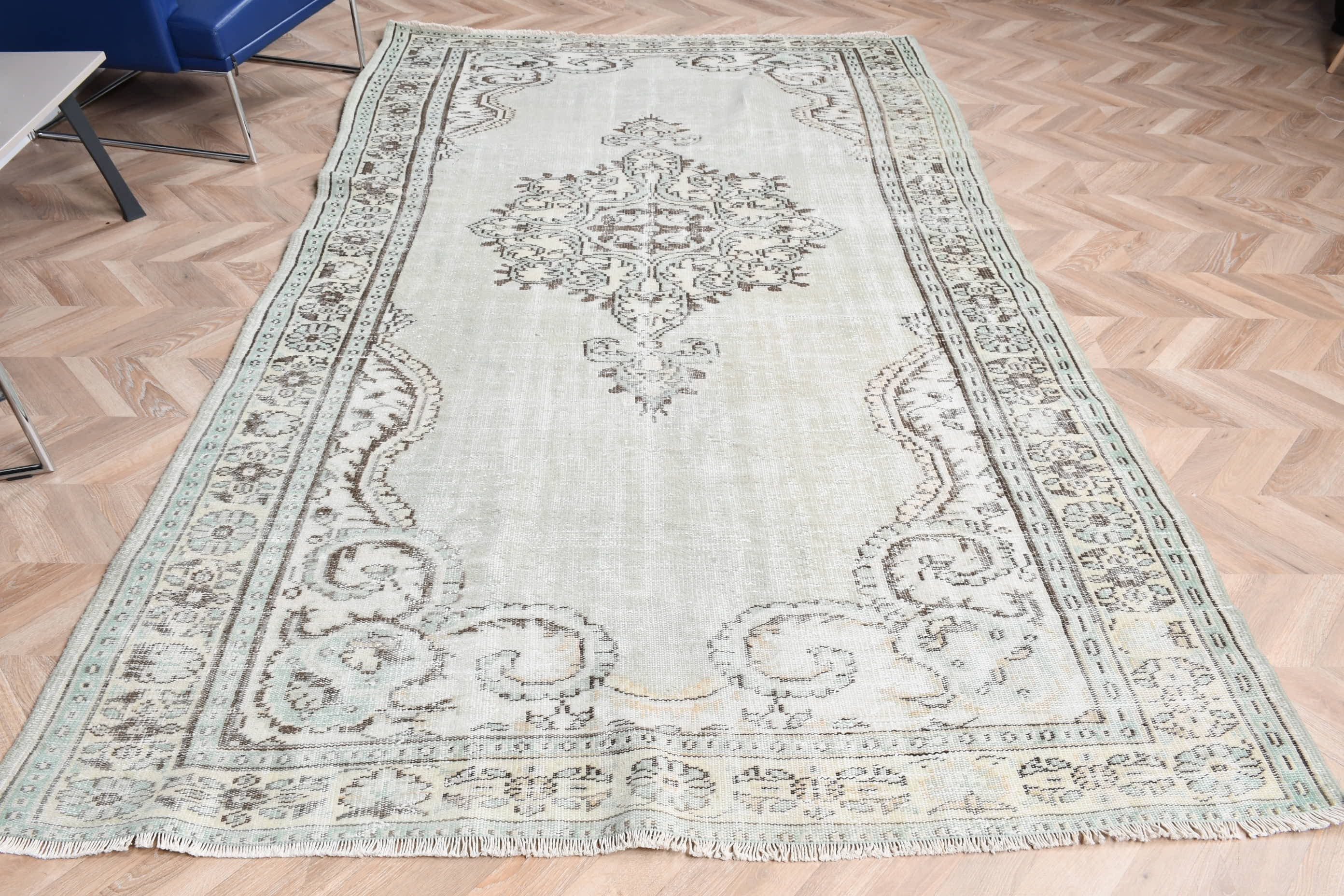 Floor Rugs, Living Room Rug, Salon Rugs, Vintage Rug, Rugs for Salon, Anatolian Rug, 6x9.6 ft Large Rugs, Green Oriental Rugs, Turkish Rug