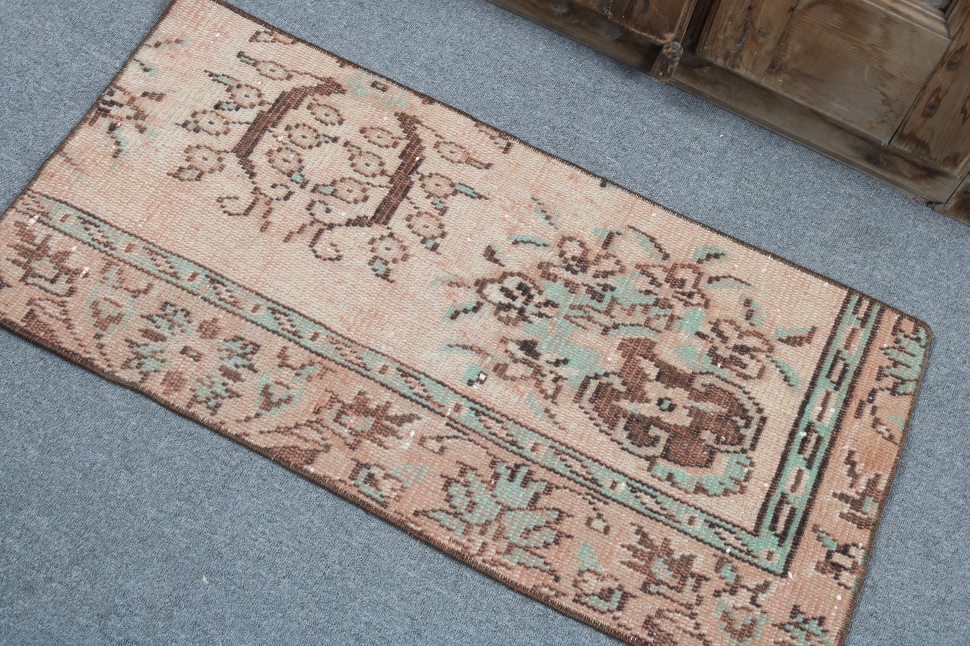 Car Mat Rug, Vintage Rug, Geometric Rug, Bohemian Rug, Anatolian Rug, Small Area Rugs, Brown Floor Rug, 1.6x3.3 ft Small Rugs, Turkish Rugs