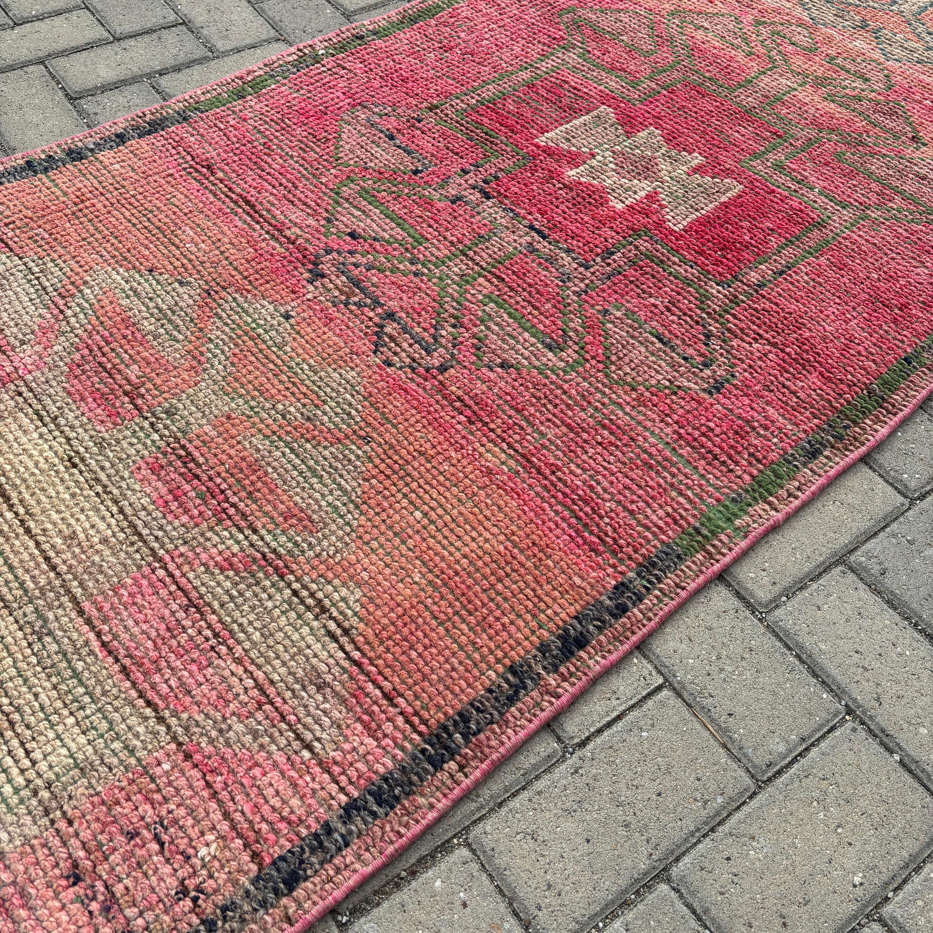 Orange Antique Rug, Anatolian Rugs, Vintage Rug, Floor Rug, Wool Rugs, 3.1x10.1 ft Runner Rug, Turkish Rugs, Rugs for Hallway, Corridor Rug