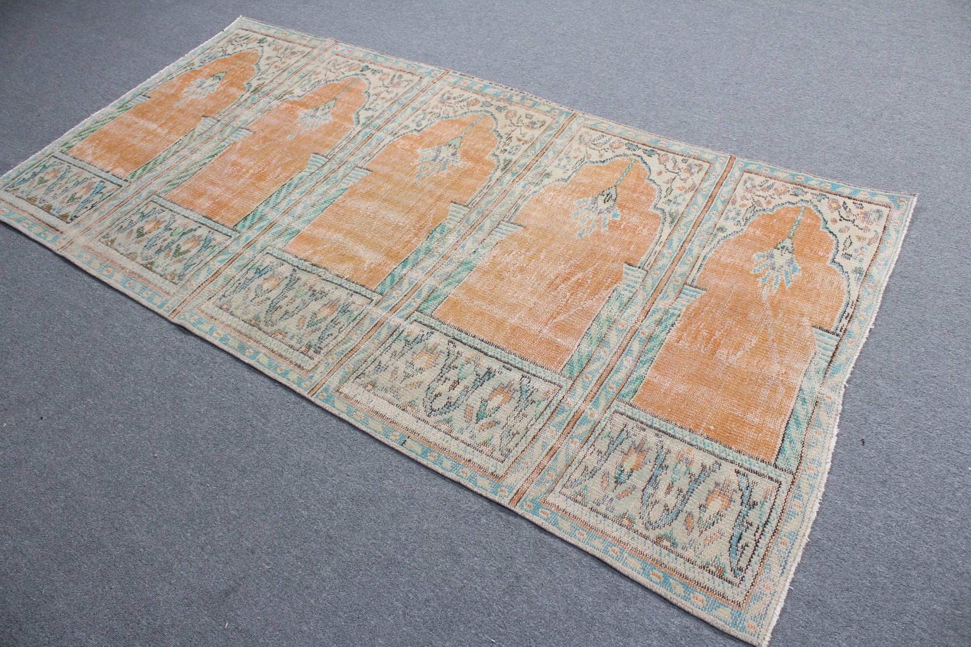 Turkish Rug, Living Room Rug, Rugs for Area, Home Decor Rug, 3.8x7.7 ft Area Rug, Cute Rug, Vintage Rug, Orange Home Decor Rug, Antique Rug