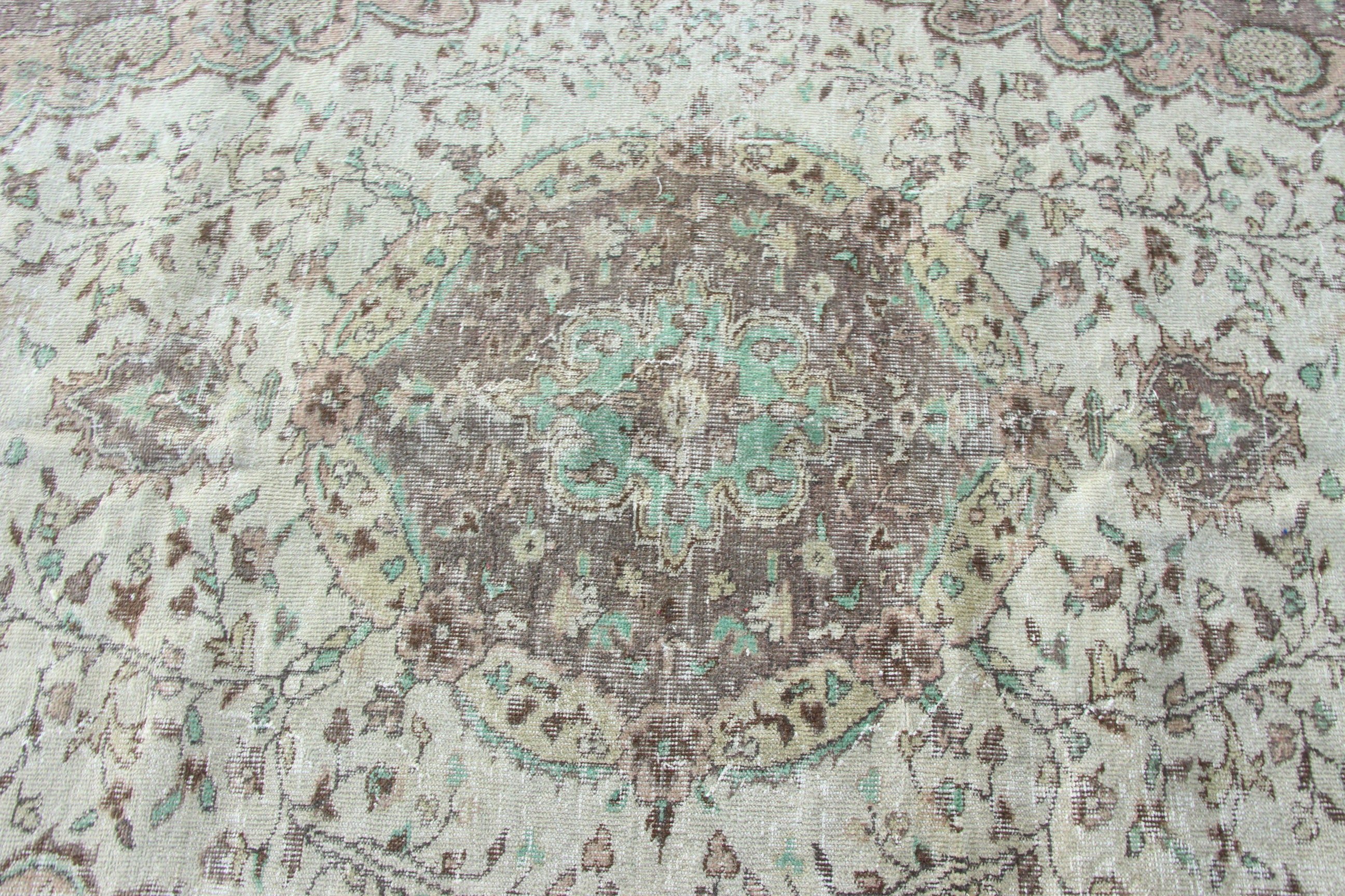 5.3x8.5 ft Büyük Halılar, Bej Yer Halıları, Bohem Halısı, Türk Halısı, Vintage Halılar, Yün Halı, Büyük Oushak Halısı, Boho Halıları, Oturma Odası Halıları