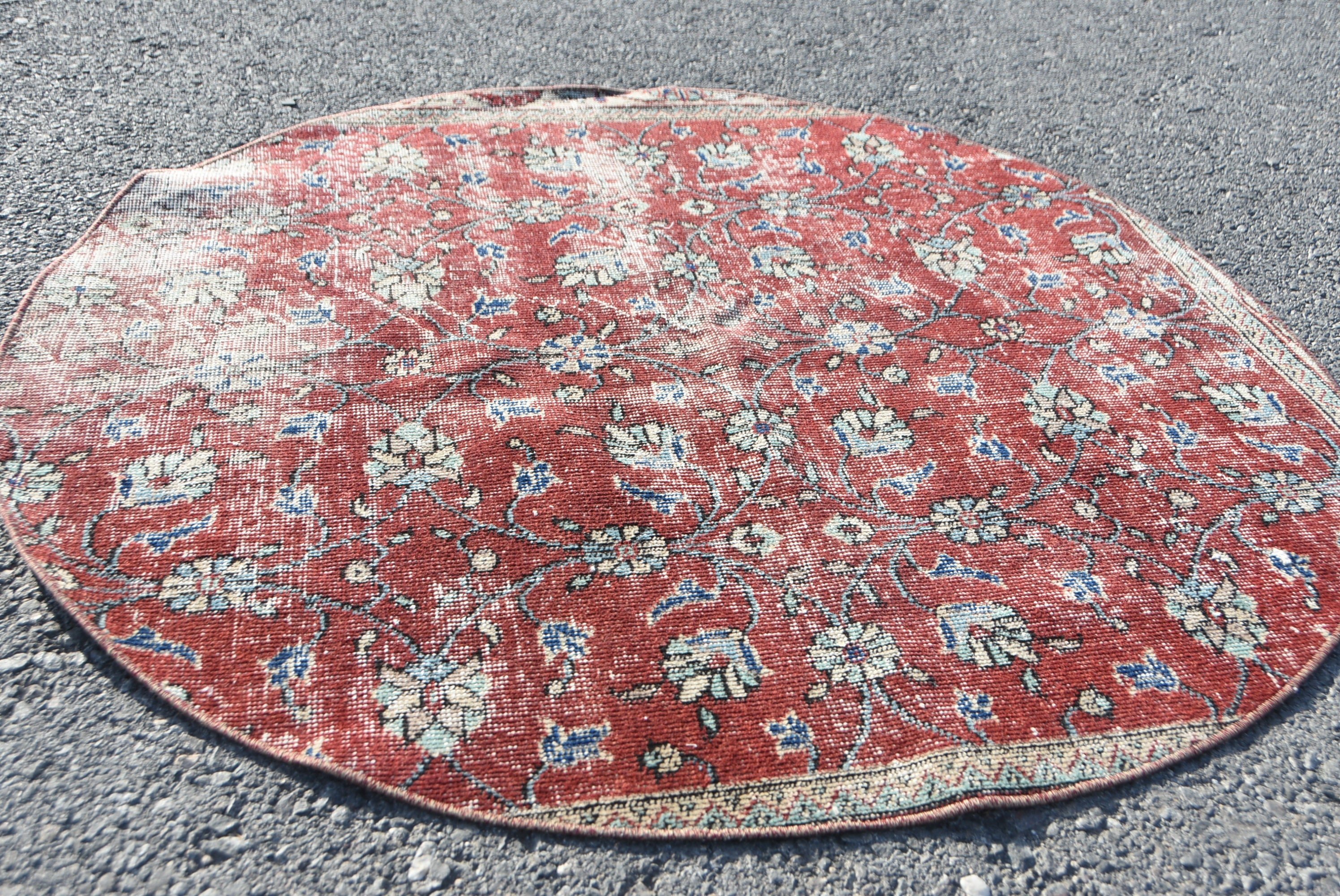 Red Cool Rug, Vintage Rug, Dorm Rug, Floor Rug, 4x4 ft Accent Rugs, Rugs for Nursery, Turkish Rug, Ethnic Rug, Kitchen Rug, Bedroom Rug