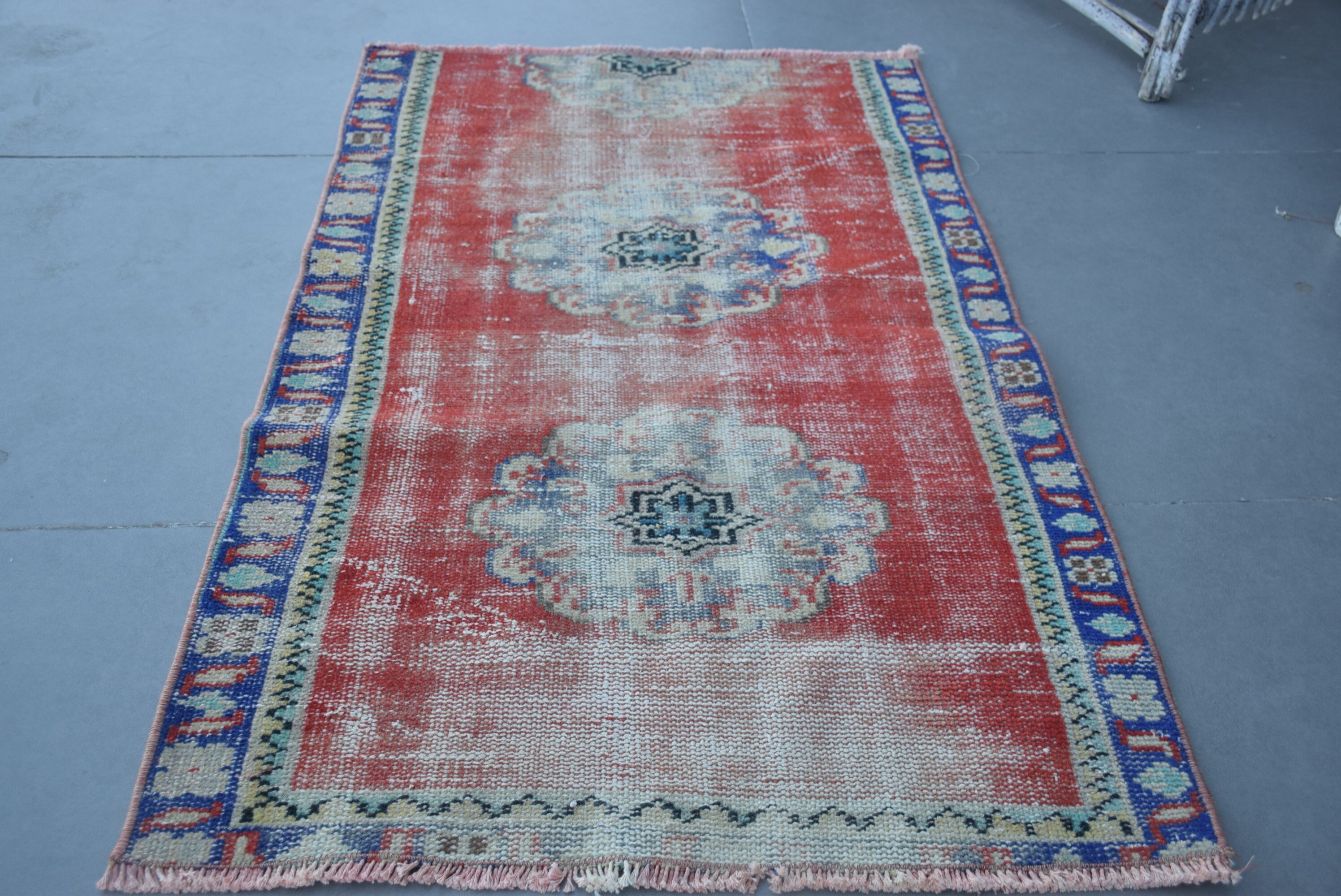 Kitchen Rugs, Turkish Rug, Rugs for Bathroom, Vintage Rugs, Bathroom Rug, Red  2.4x3.8 ft Small Rugs, Boho Rug, Bedroom Rug