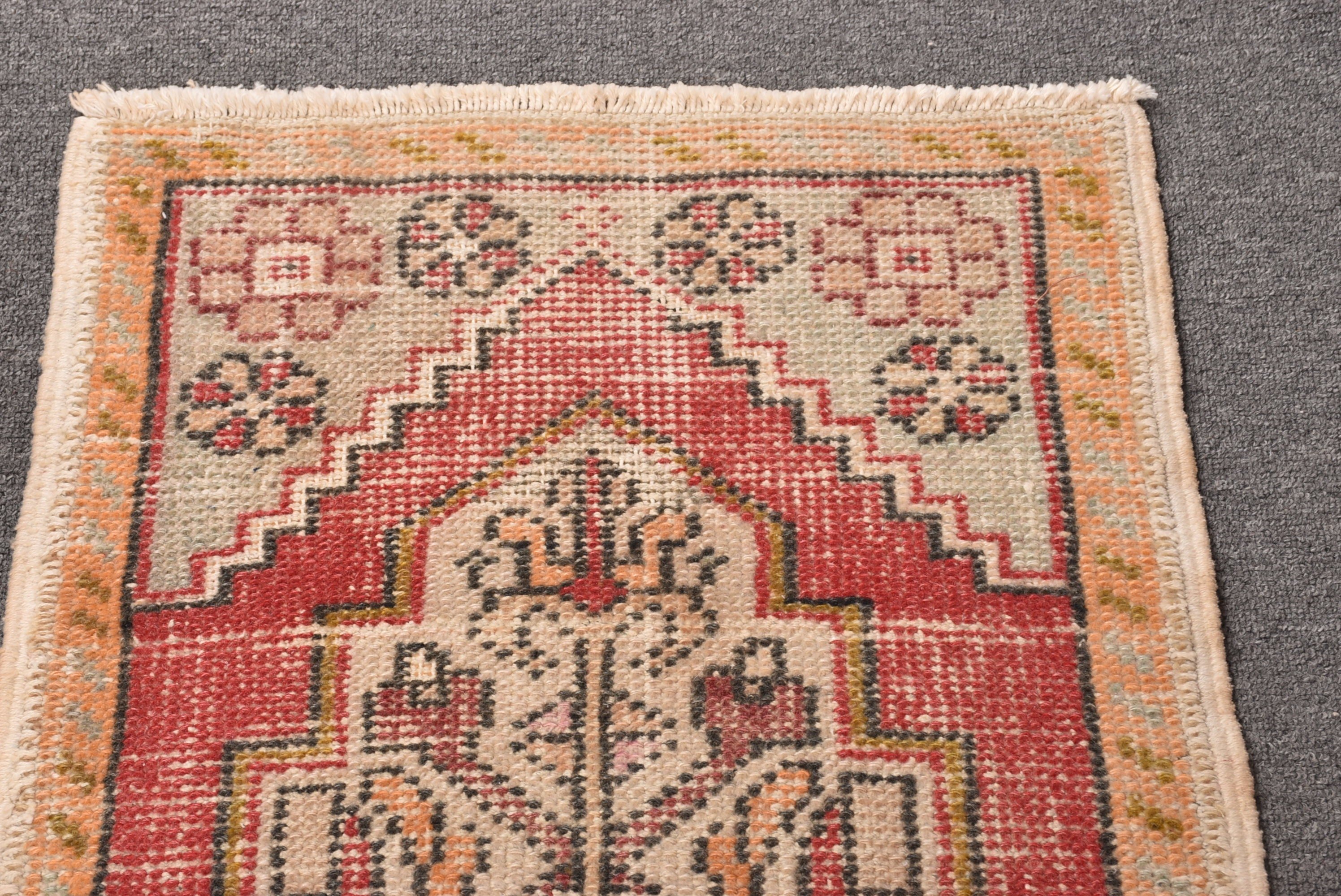 Vintage Rug, Bathroom Rugs, Red Oriental Rug, Turkish Rugs, Boho Rugs, Antique Rug, 1.6x3.1 ft Small Rug, Small Area Rugs