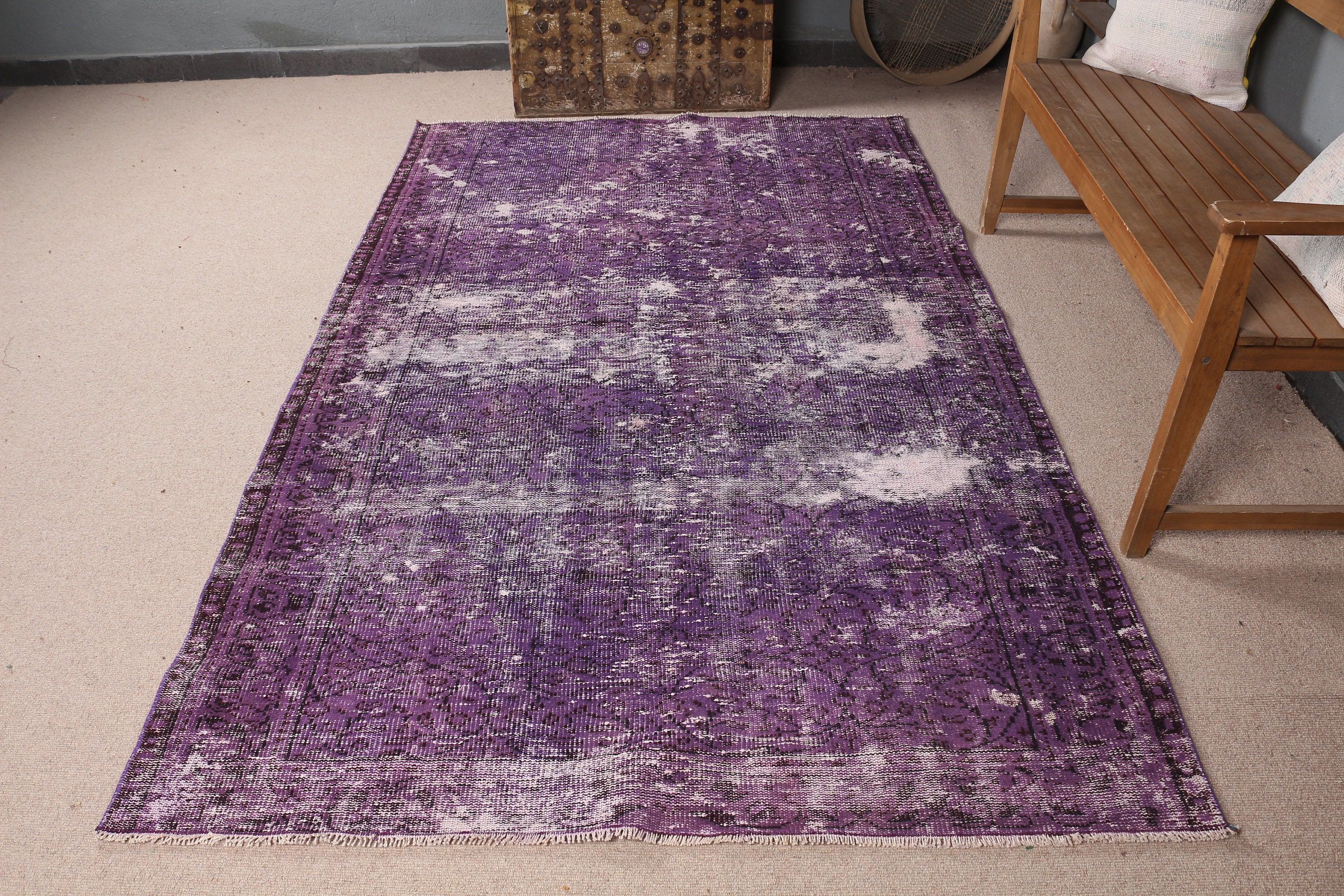 Purple Moroccan Rug, Vintage Rug, Bedroom Rug, Turkish Rug, Floor Rugs, 5x8.2 ft Large Rugs, Salon Rug, Dining Room Rug, Vintage Decor Rugs