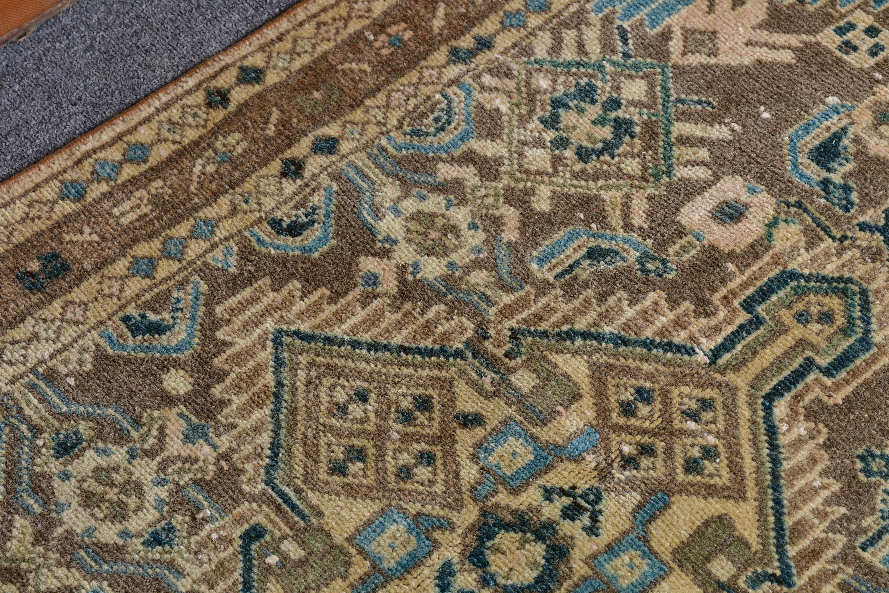 2.3x3.8 ft Küçük Halı, Türk Halısı, Paspas Halısı, Ev Dekor Halıları, Kahverengi Oushak Halısı, Araba Paspas Halısı, Vintage Halı, Mutfak Halıları, Oushak Halısı