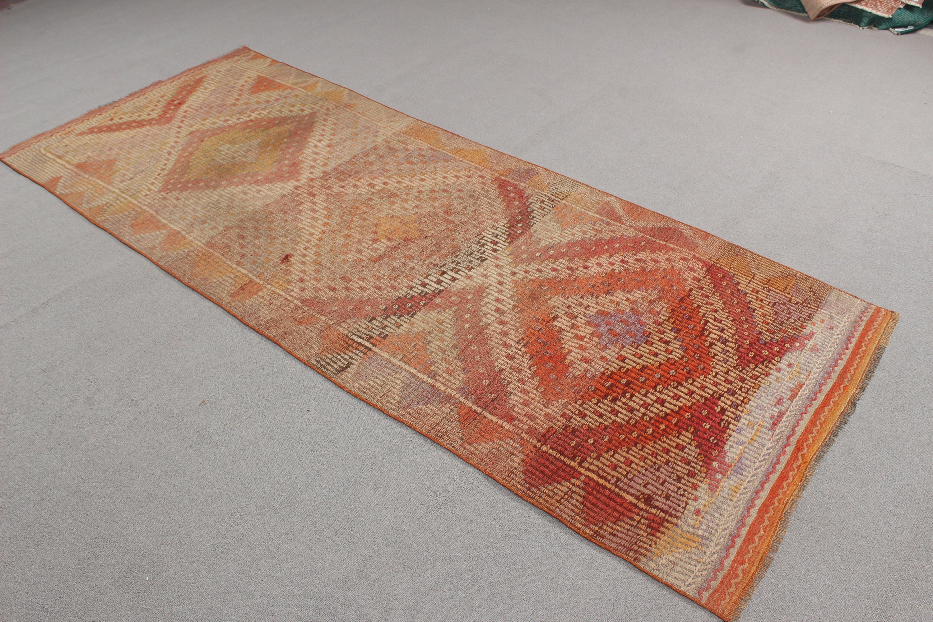 Uzun Yolluk Halıları, Türk Halısı, Kilim, Antika Halılar, Vintage Halı, 3x8.1 ft Koşucu Halısı, Koridor Halısı, El Dokuma Halılar, Bej Oushak Halılar