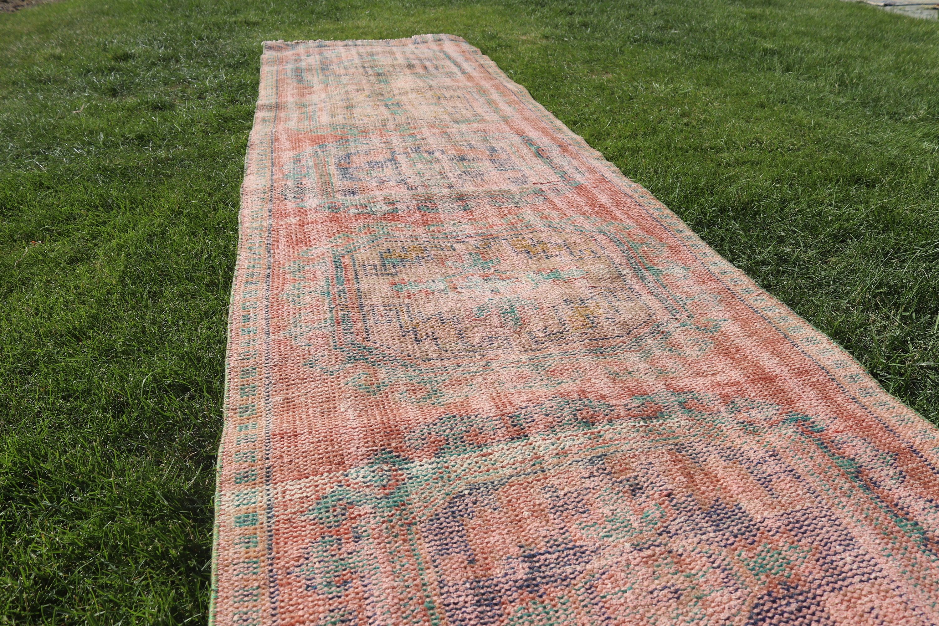 2.9x11.5 ft Runner Halı, Merdiven Halısı, Düz Dokuma Halılar, Türk Halıları, Vintage Runner Halıları, Vintage Halılar, Turuncu Yatak Odası Halısı, Fas Halıları