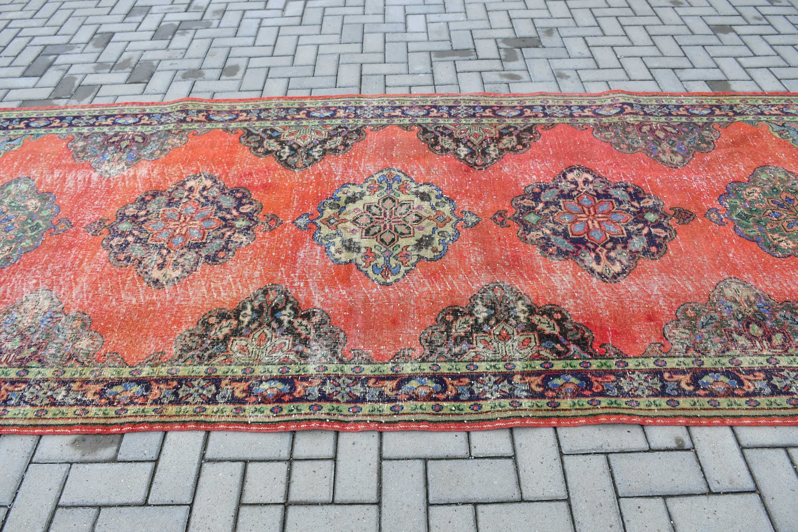 Hallway Rug, Rugs for Kitchen, Turkish Rug, 4.8x12.3 ft Runner Rug, Floor Rugs, Vintage Rug, Red Bedroom Rugs, Dorm Rug