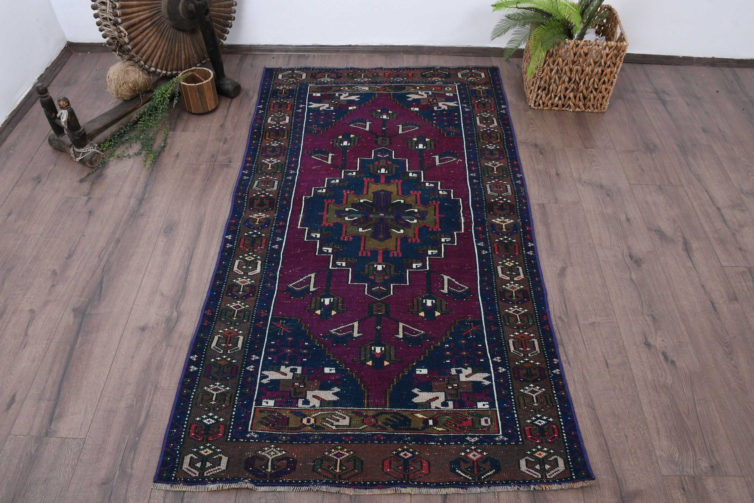Rugs for Entry, Antique Rug, Kitchen Rugs, Entry Rug, Purple Oushak Rugs, Vintage Rug, Nursery Rugs, 3.2x5.7 ft Accent Rugs, Turkish Rug