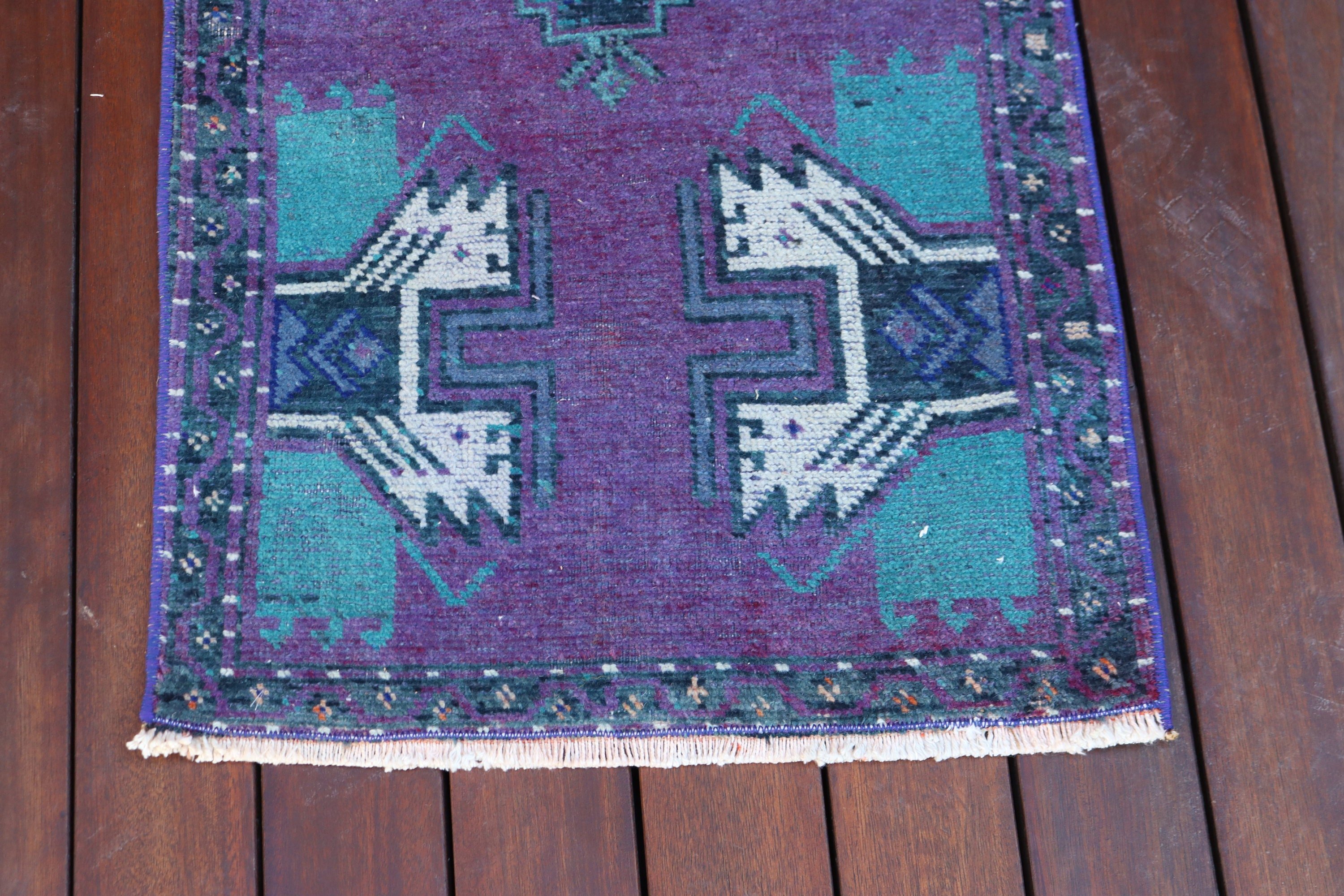 Anadolu Halıları, Türk Halısı, Geometrik Halılar, Giriş Halısı, Duvara Asılı Halı, Mor Mutfak Halıları, Boho Halısı, Vintage Halı, 1.7x3.8 ft Küçük Halılar