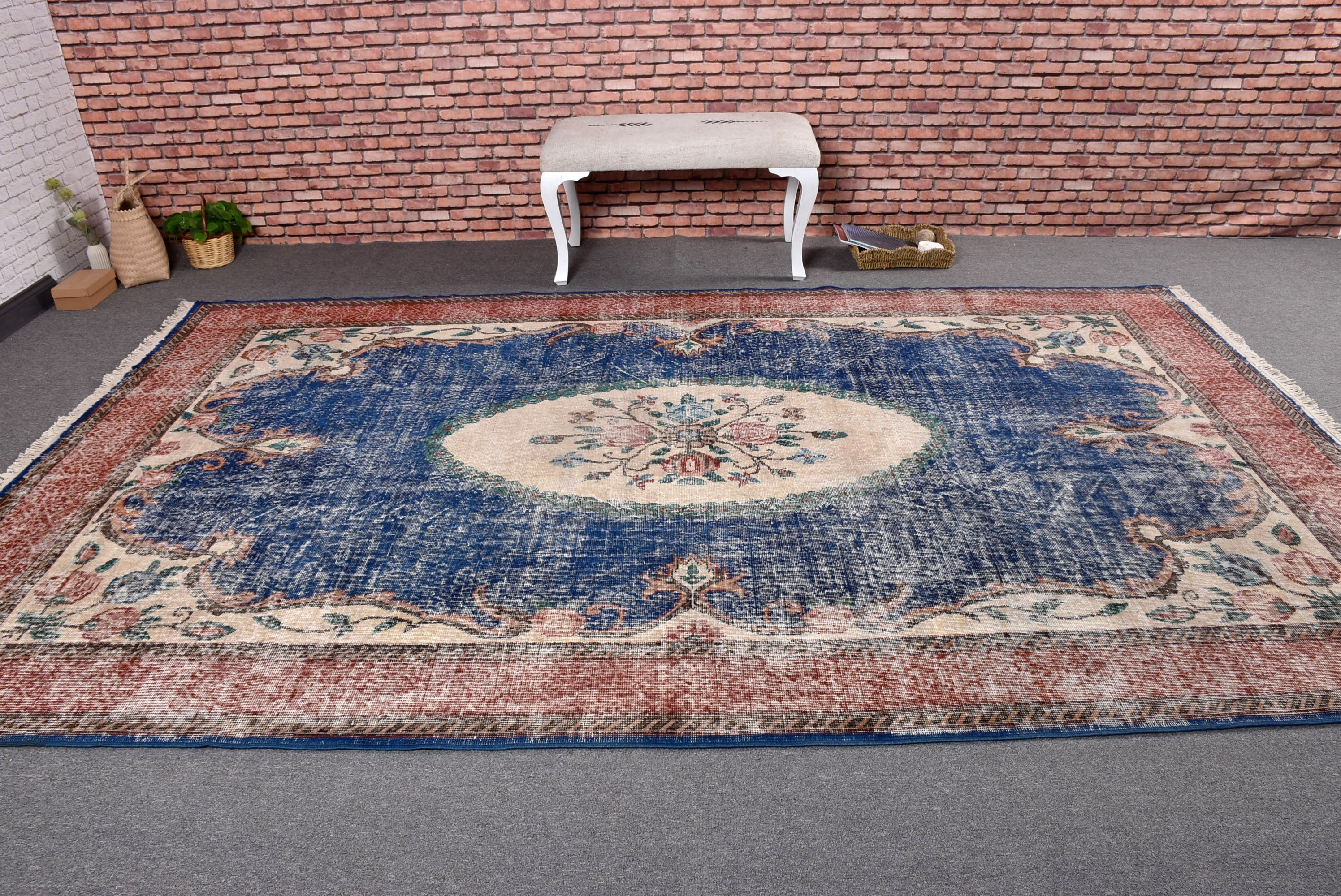 Vintage Halı, Modern Halı, Bej İfade Halıları, Büyük Boy Vintage Halılar, Egzotik Halılar, 6.8x11 ft Büyük Boy Halılar, Anadolu Halıları, Türk Halıları