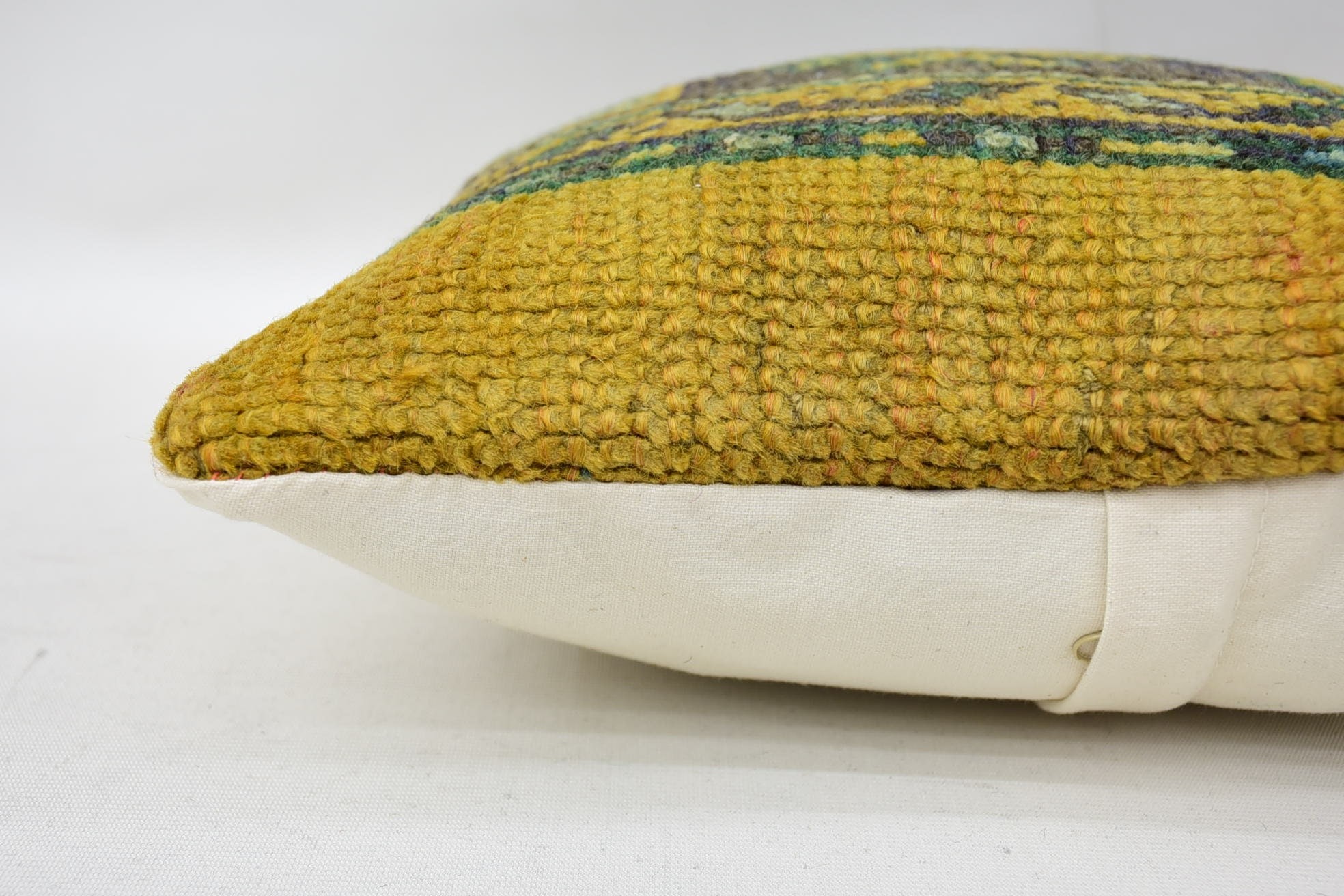 12"x12" Yellow Cushion Case, Kilim Pillow, Tribal Cushion, Interior Designer Pillow, Kilim Cushion Sham, Sofa Bolster Pillow Sham