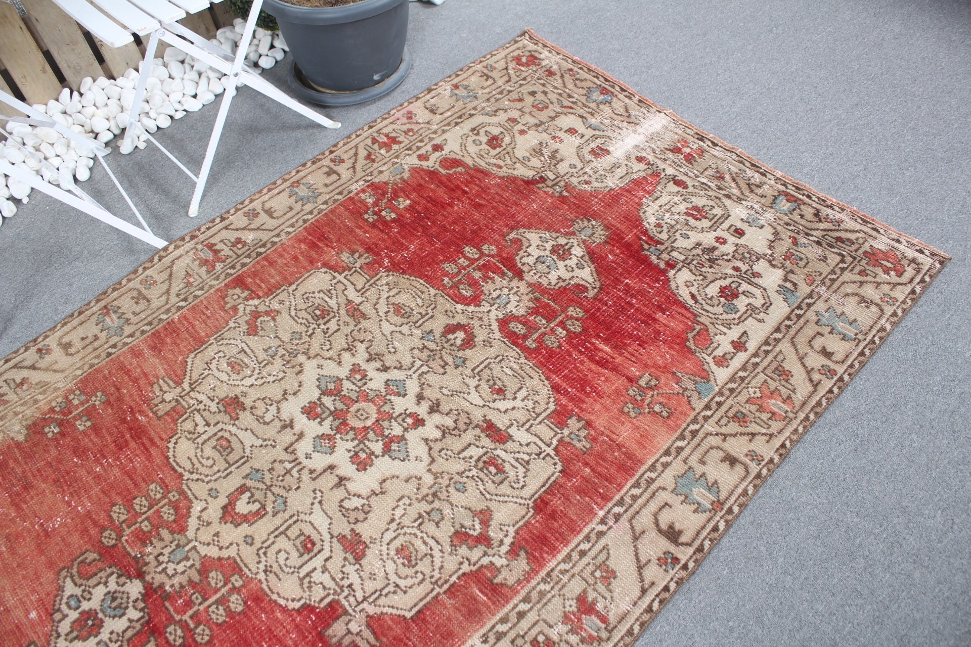 Retro Rugs, Oriental Rug, Rugs for Dining Room, Floor Rugs, Turkish Rug, Dining Room Rug, 4.2x7.2 ft Area Rugs, Red Wool Rugs, Vintage Rug