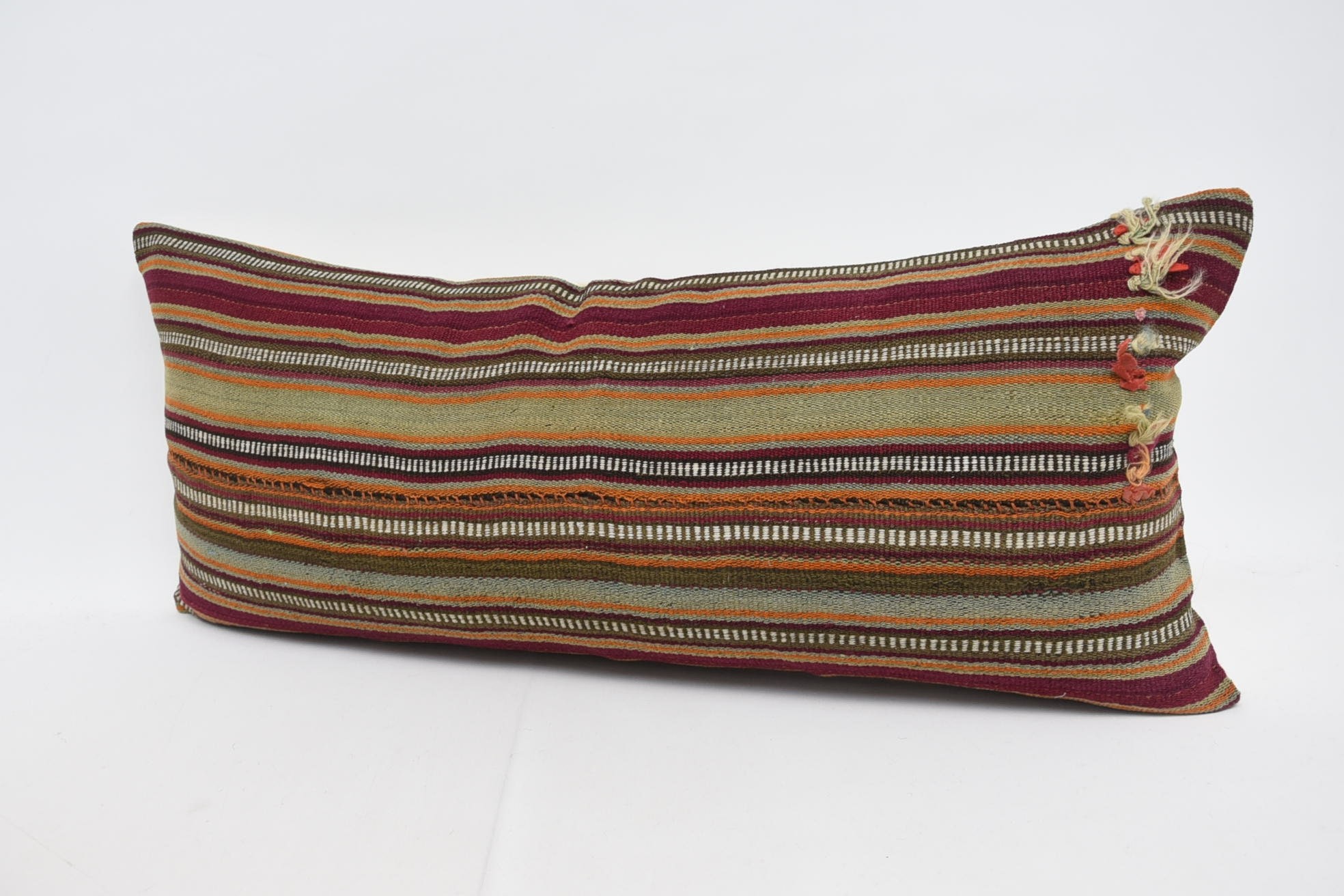 Turkish Kilim Pillow, 16"x36" Orange Pillow Sham, Interior Designer Pillow, Ikat Pillow, Couch Pillow Cover, Vintage Kilim Throw Pillow