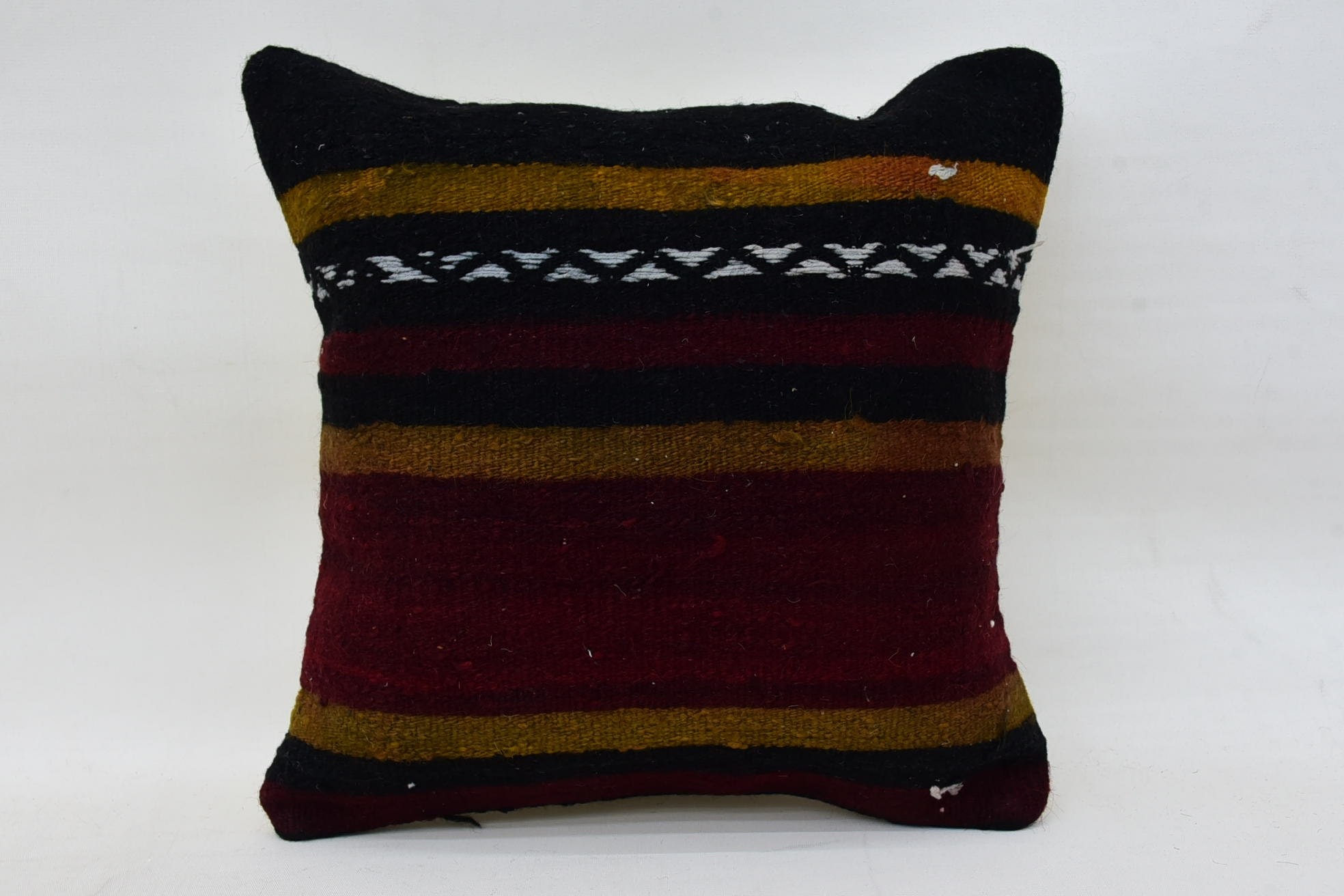 Handmade Kilim Cushion, Square Throw Pillow Sham, Handwoven Pillow, 14"x14" Red Pillow Case, Kilim Cushion Sham, Ethnical Kilim Rug Pillow