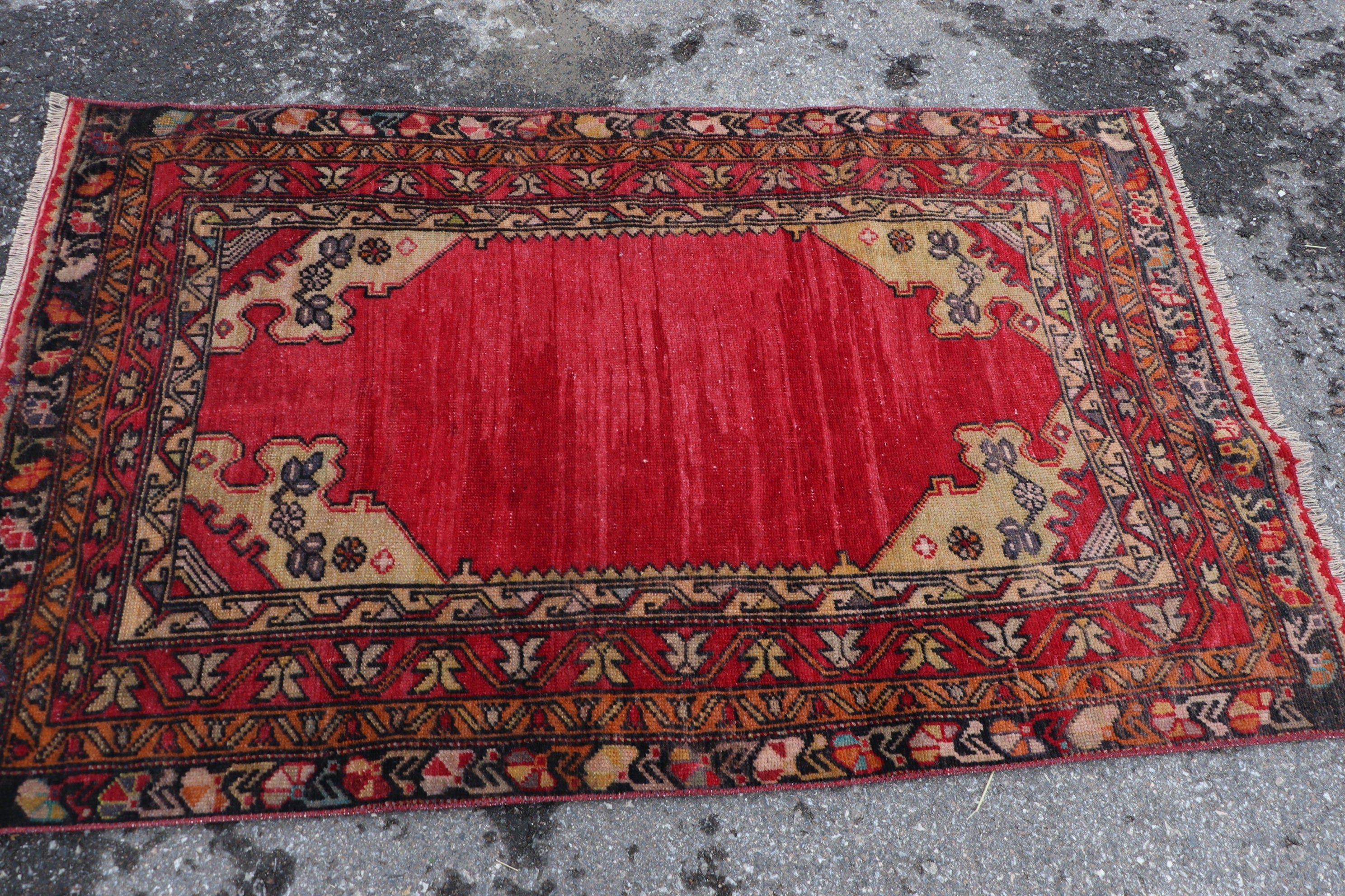 Red Floor Rug, Nursery Rug, Bedroom Rugs, Home Decor Rugs, 3.4x5.5 ft Accent Rugs, Rugs for Kitchen, Turkish Rugs, Vintage Rug, Cute Rug