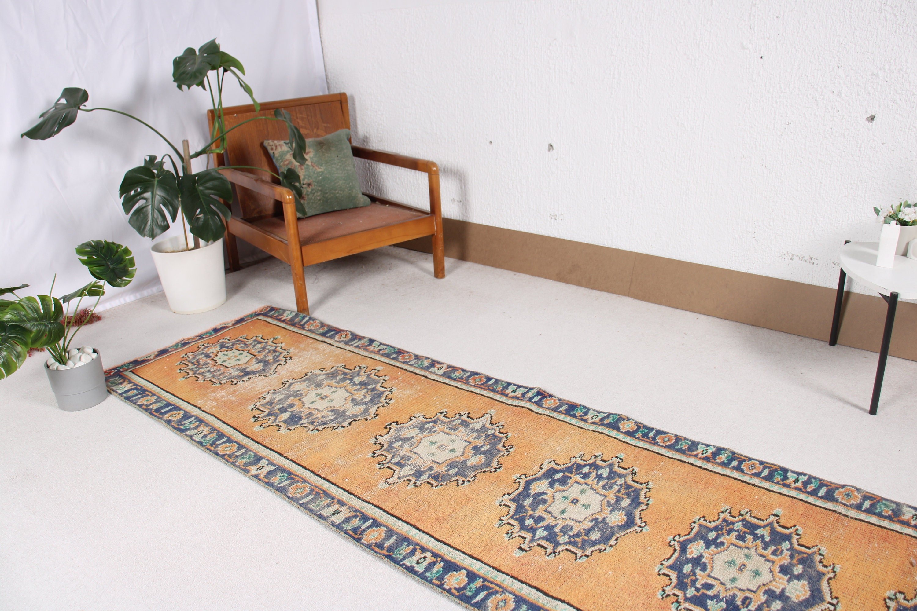 Vintage Halılar, Turuncu Yer Halısı, Harika Halılar, Vintage Runner Halısı, Türk Halıları, 2.7x8.9 ft Runner Halıları, Runner Halıları