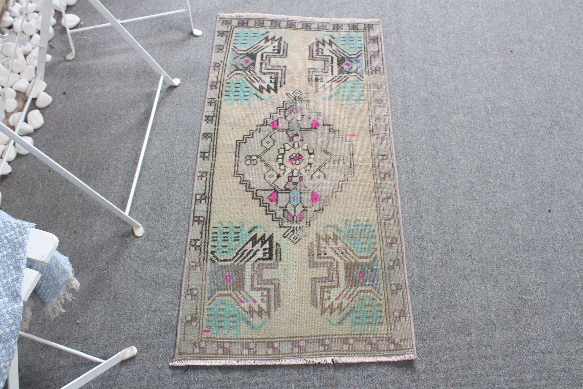 Vintage Rugs, Green Wool Rug, Office Rug, 1.6x3.2 ft Small Rug, Turkish Rug, Floor Rug, Nursery Rugs, Bathroom Rugs, Home Decor Rug