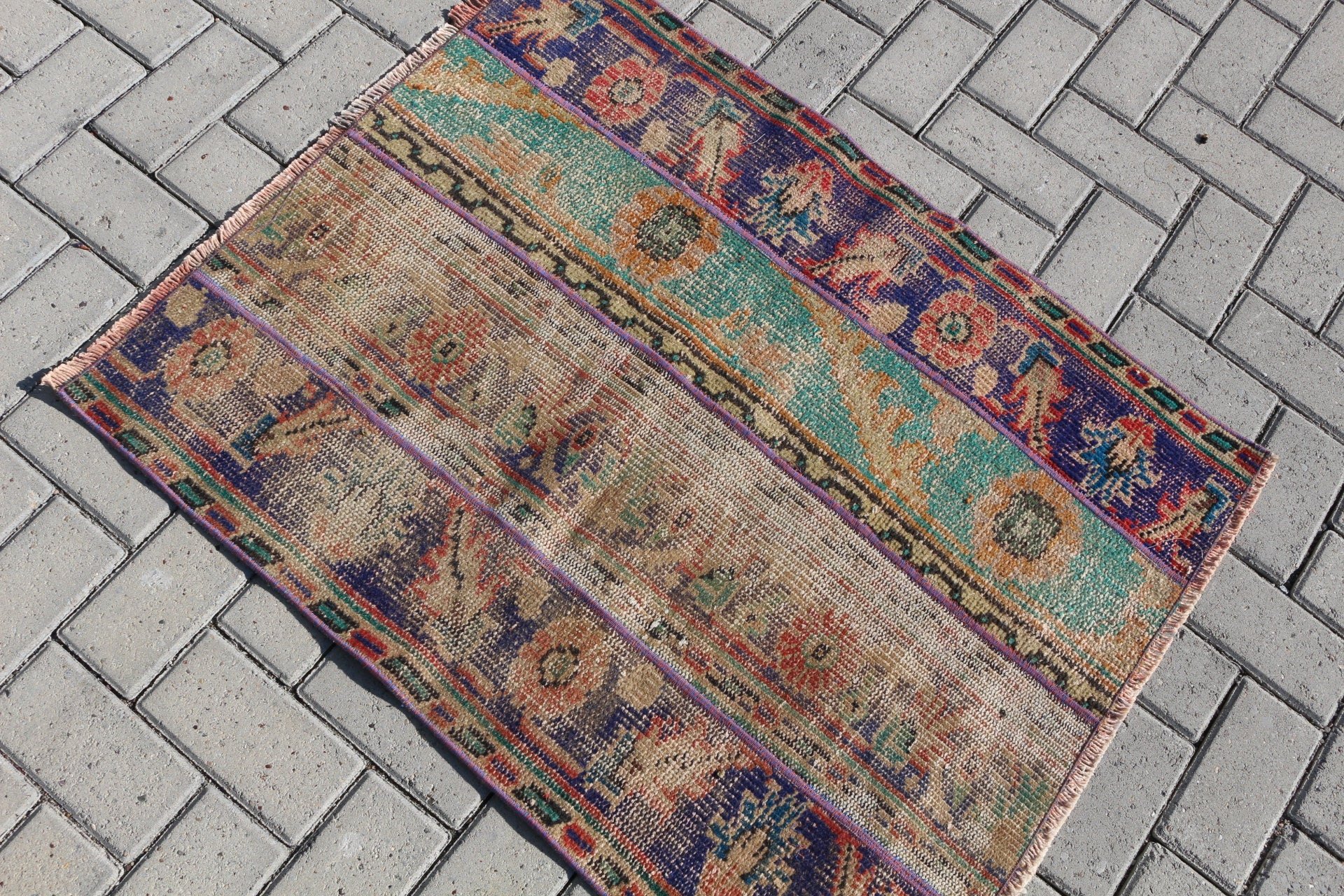 Bathroom Rugs, Anatolian Rug, Blue  2.6x3.3 ft Small Rug, Kitchen Rug, Vintage Rug, Cool Rug, Turkish Rug, Rugs for Bathroom