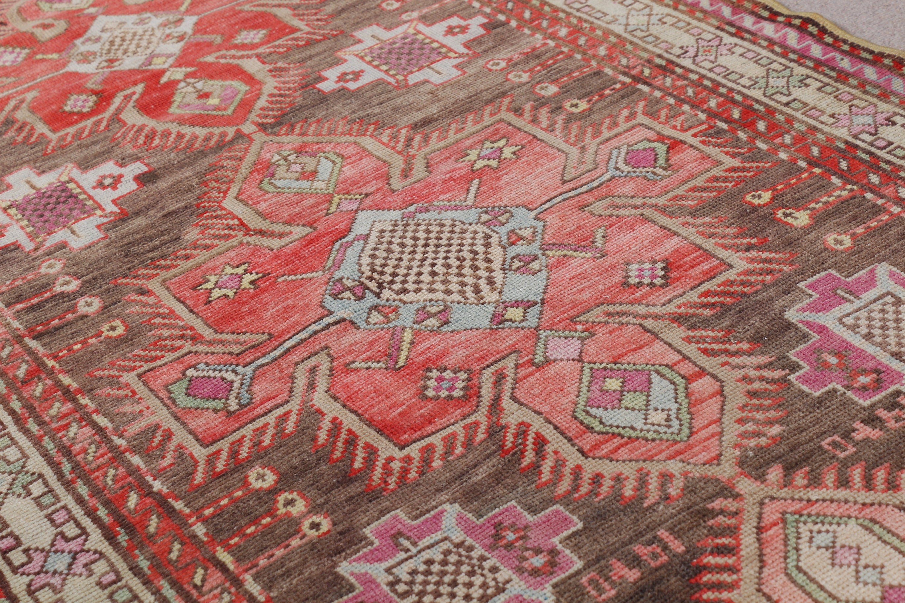 3.7x8.3 ft Area Rug, Red Antique Rugs, Wool Rug, Rugs for Indoor, Bedroom Rugs, Floor Rug, Dining Room Rug, Vintage Rug, Turkish Rug