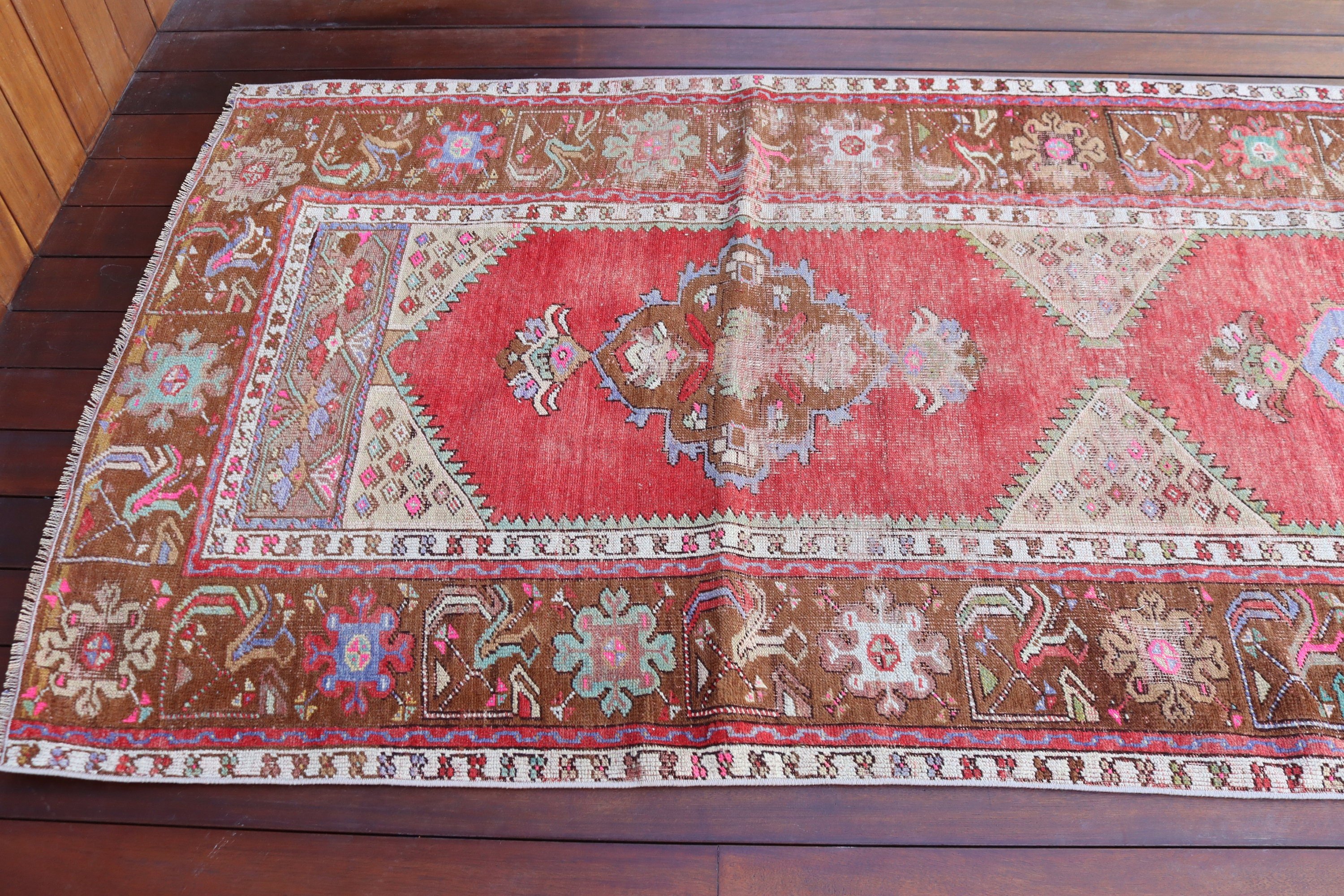 Uzun Yolluk Halısı, Türk Halısı, Vintage Halılar, Beni Ourain Runner Halıları, Geometrik Halı, 3.5x10.5 ft Runner Halıları, Kırmızı Oushak Halısı