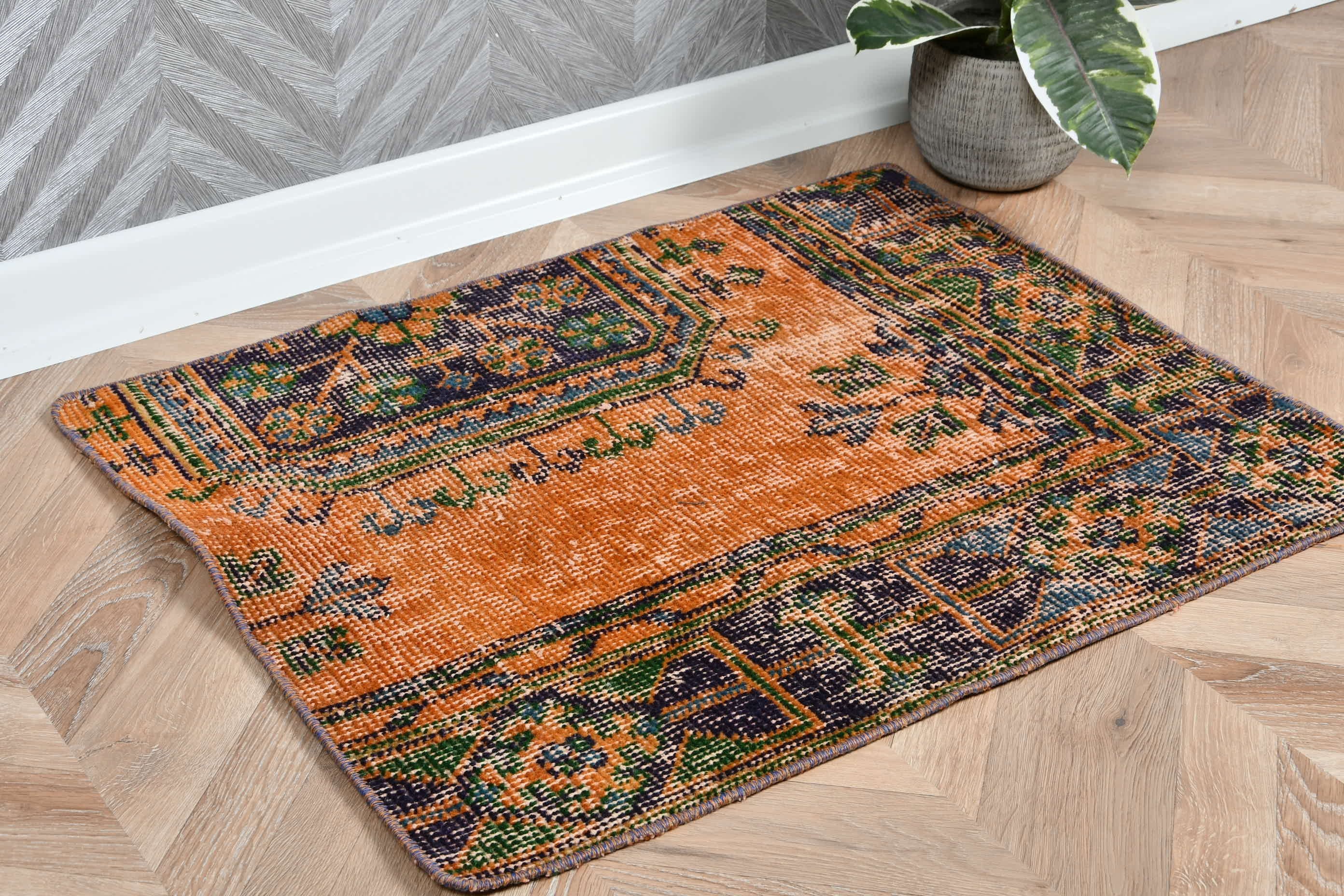 Bathroom Rug, Orange  1.9x2.4 ft Small Rug, Oushak Rugs, Rugs for Wall Hanging, Bedroom Rugs, Vintage Rug, Turkish Rugs