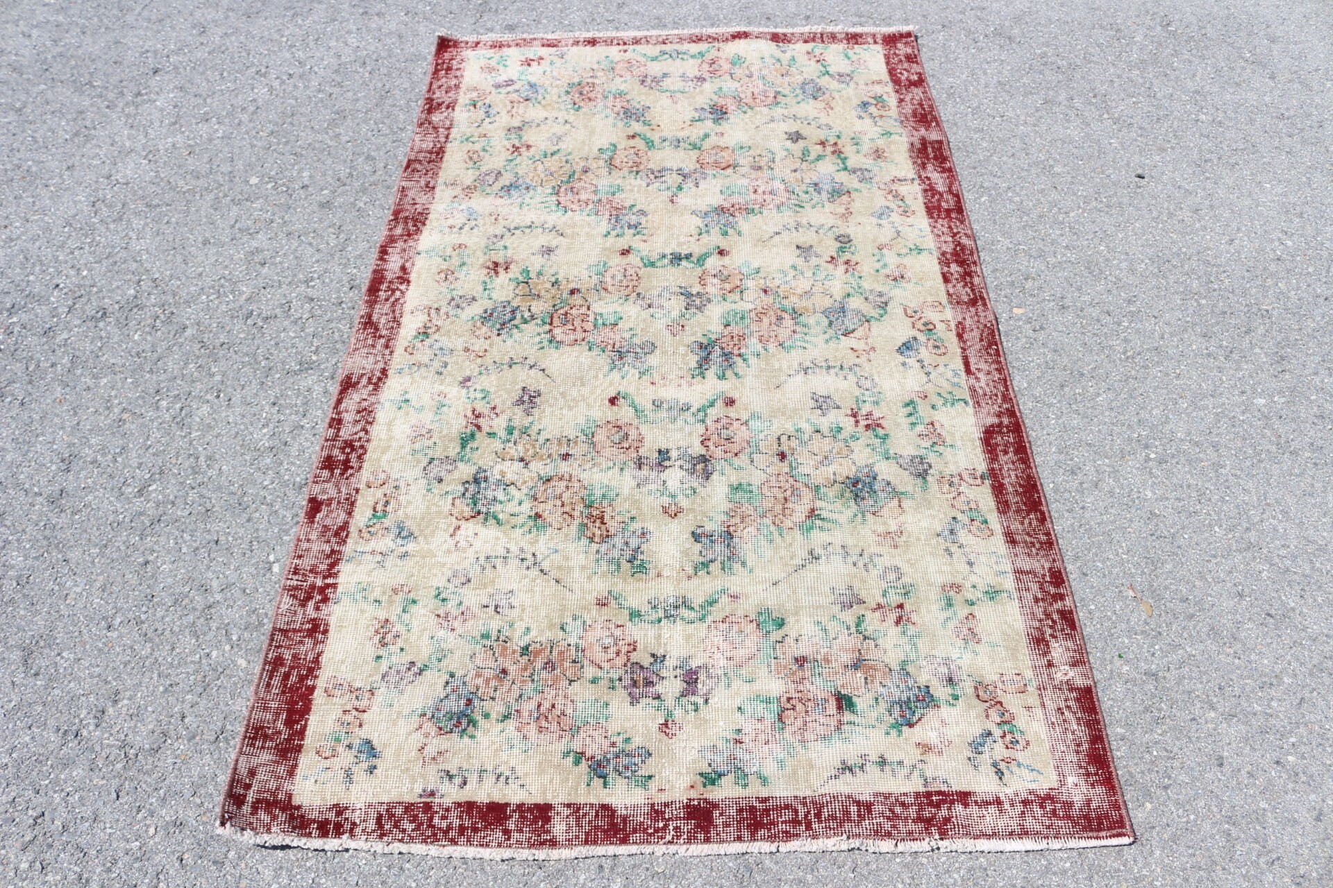 Natural Rug, Indoor Rug, Bedroom Rugs, Turkish Rug, Red Bedroom Rug, Vintage Rug, 3.7x6.6 ft Area Rug, Antique Rug, Rugs for Nursery