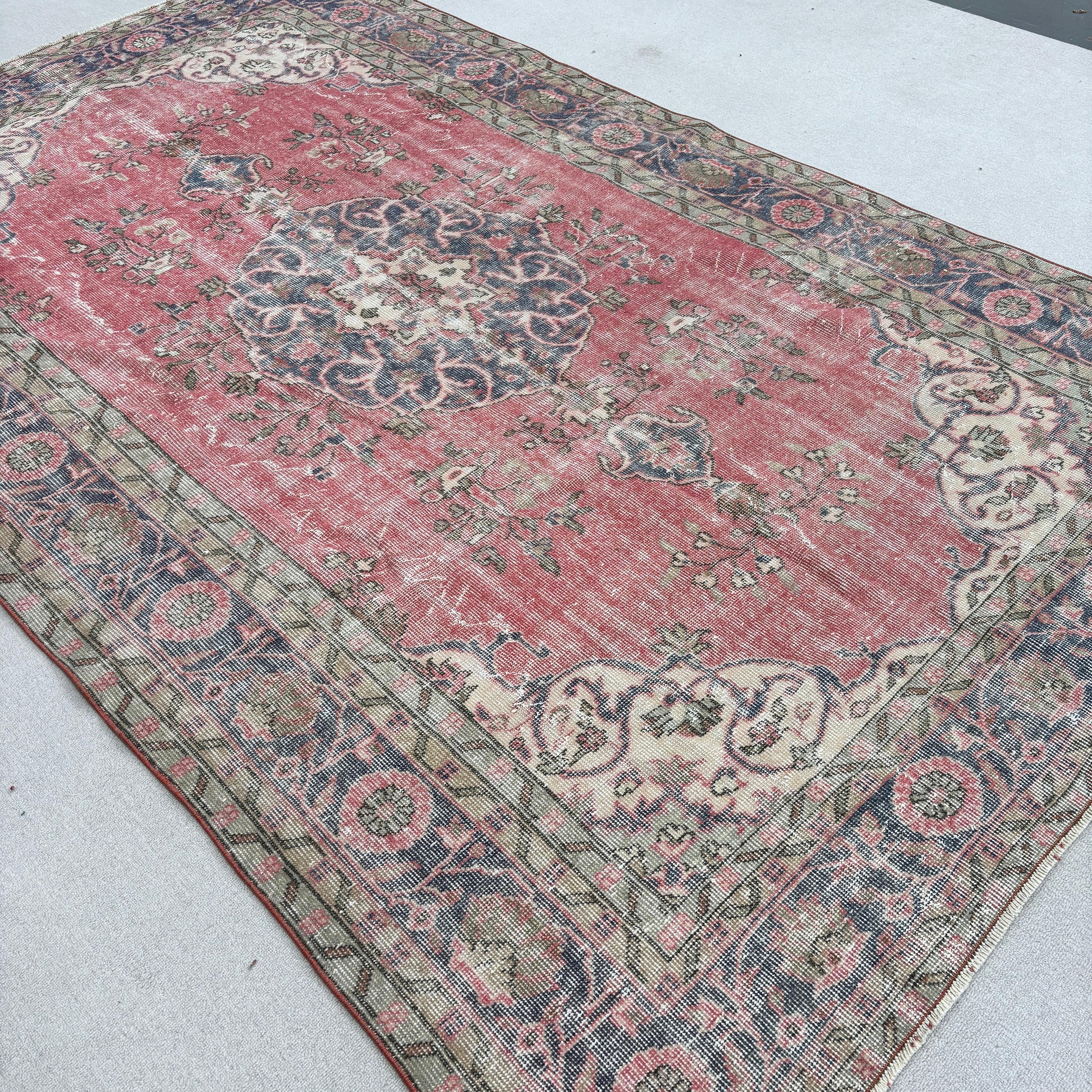 Pembe Oryantal Halı, Bildiri Halısı, 6.1x10.2 ft Büyük Halılar, Oturma Odası Halıları, Yatak Odası Halısı, Vintage Halı, Türk Halıları, Boho Halıları