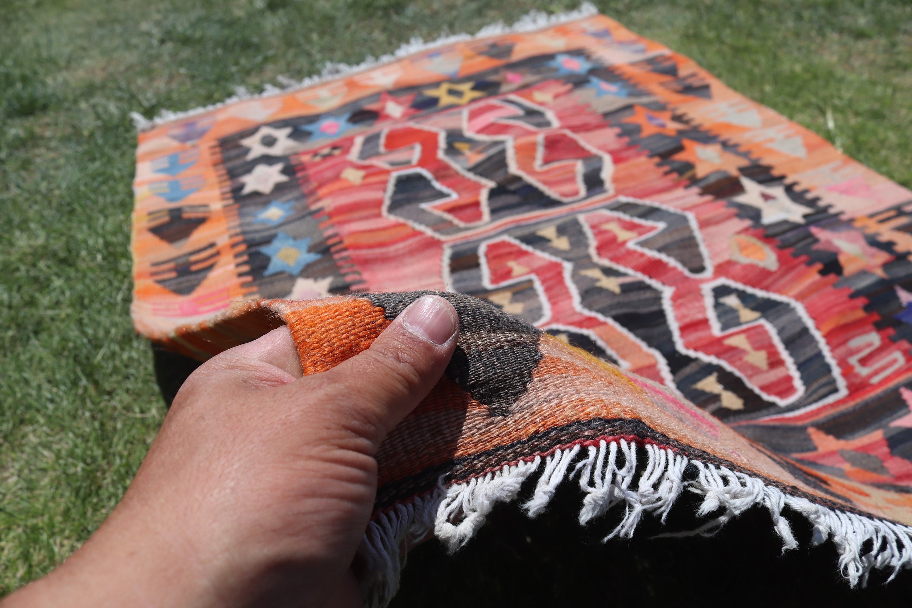 Bedroom Rugs, Orange  3.1x4.2 ft Small Rug, Modern Rug, Kilim, Small Boho Rug, Vintage Rug, Wall Hanging Rug, Turkish Rug