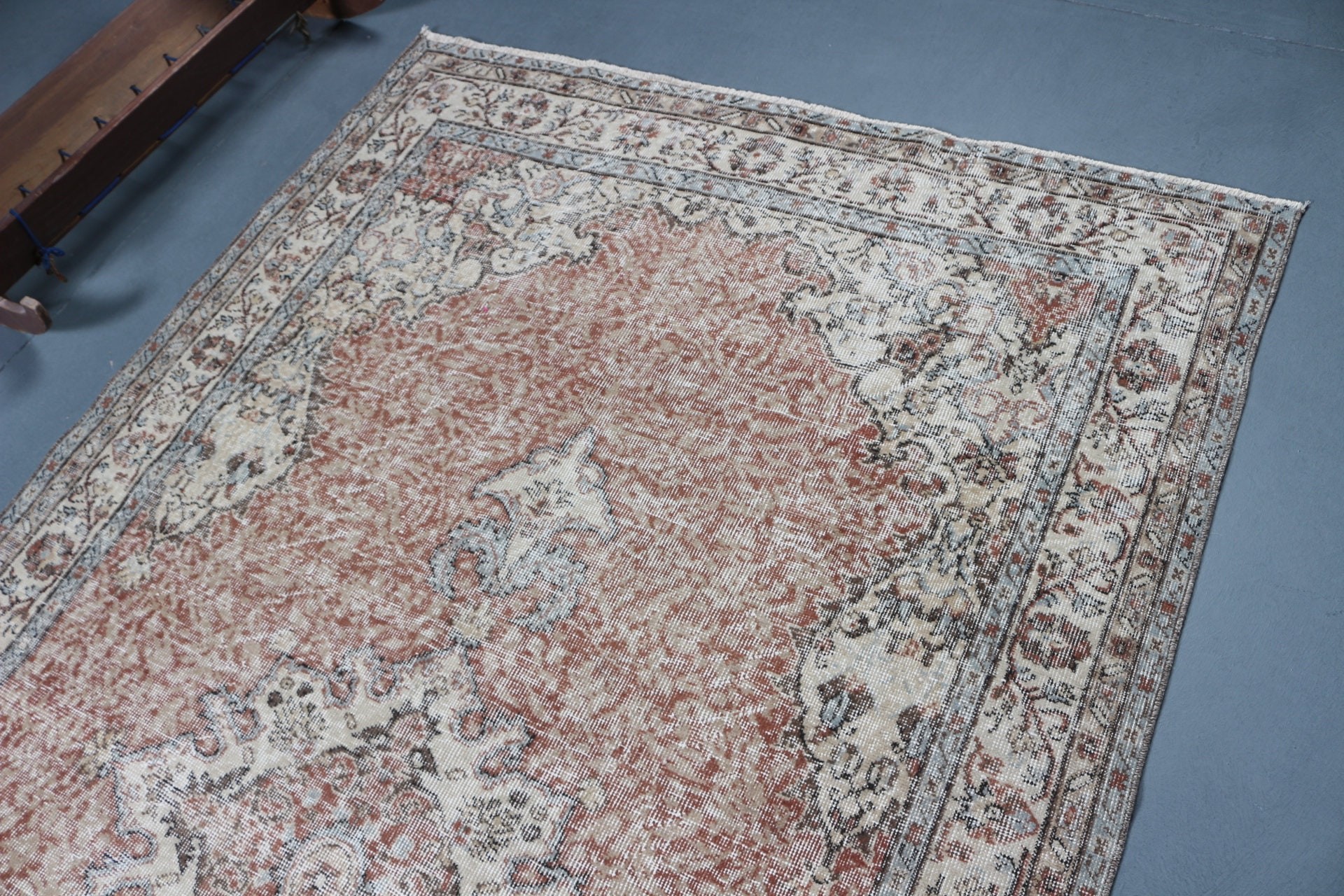 Turuncu Yatak Odası Halısı, Ev Dekor Halısı, Yatak Odası Halıları, Türk Halıları, Vintage Halılar, Eski Halı, Fas Halısı, 5.3x9.2 ft Büyük Halı, Salon Halıları