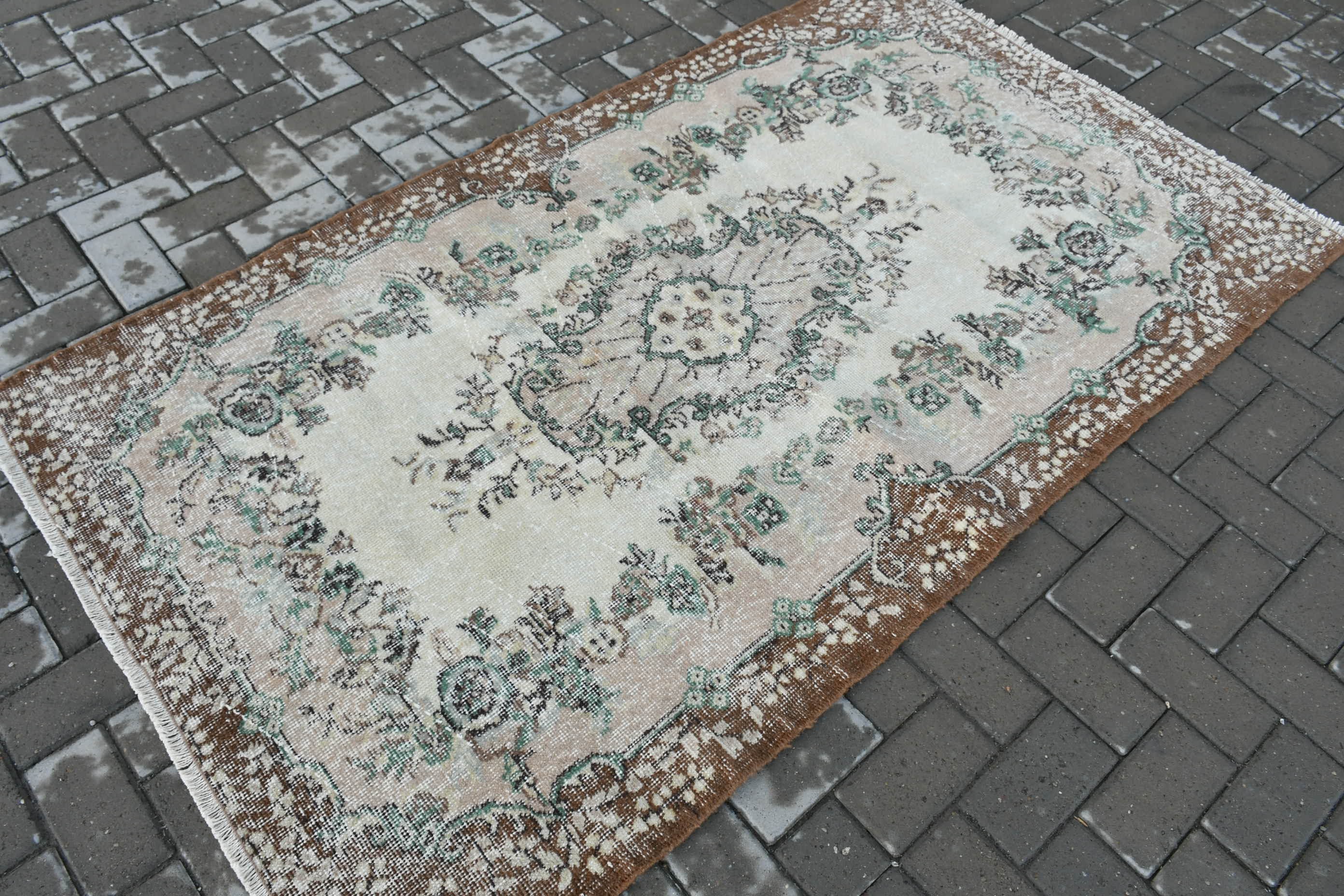 Bedroom Rugs, 3.7x6.5 ft Area Rug, Art Rug, Wool Rug, Turkish Rugs, Oushak Rug, Rugs for Bedroom, Vintage Rug, Beige Antique Rug, Floor Rug