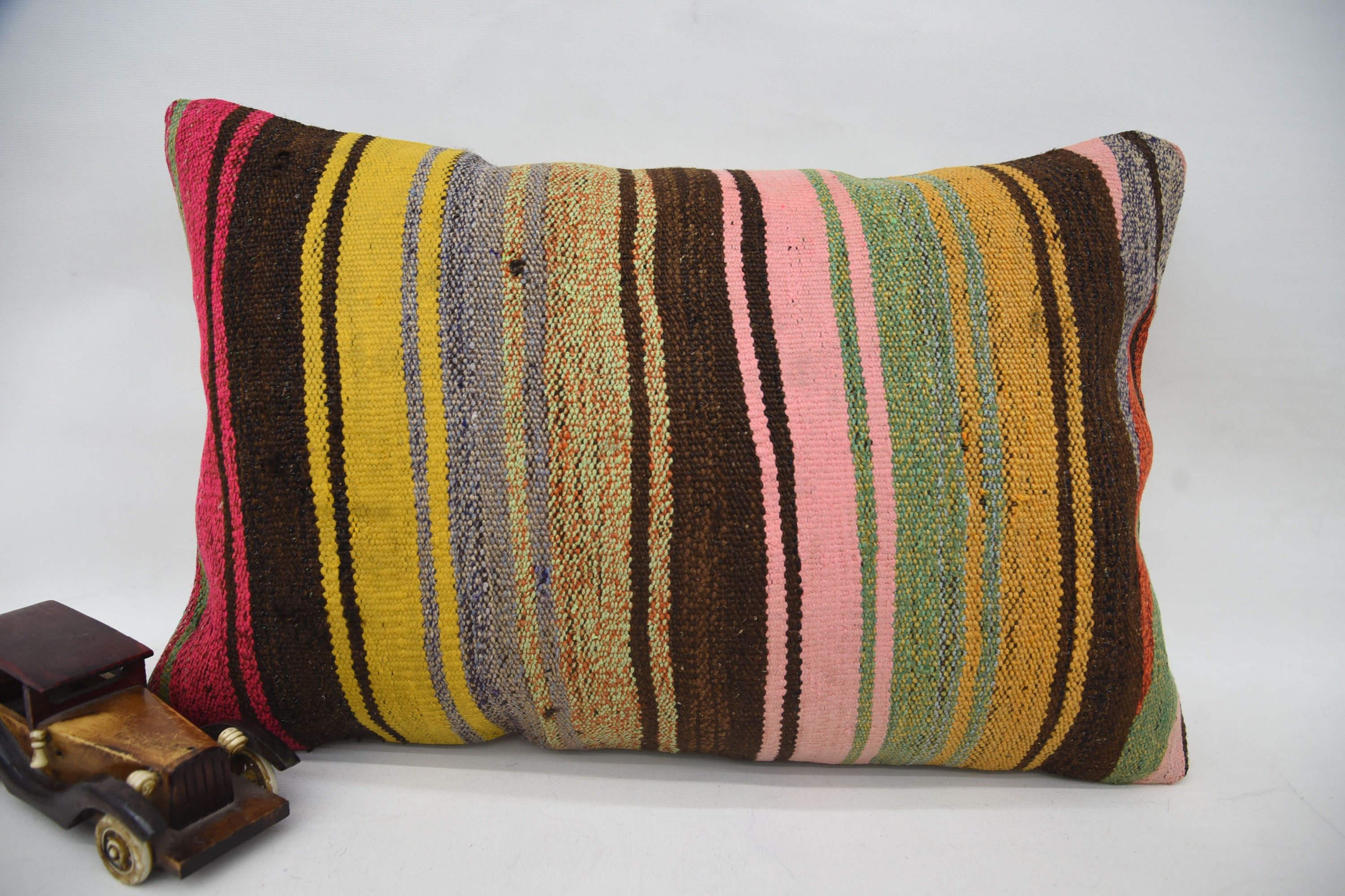 16"x24" Brown Cushion Cover, Kilim Cushion Sham, Gift Pillow, Personalized Gift Pillow Pillow, Ethnical Kilim Rug Pillow, Accent Pillow