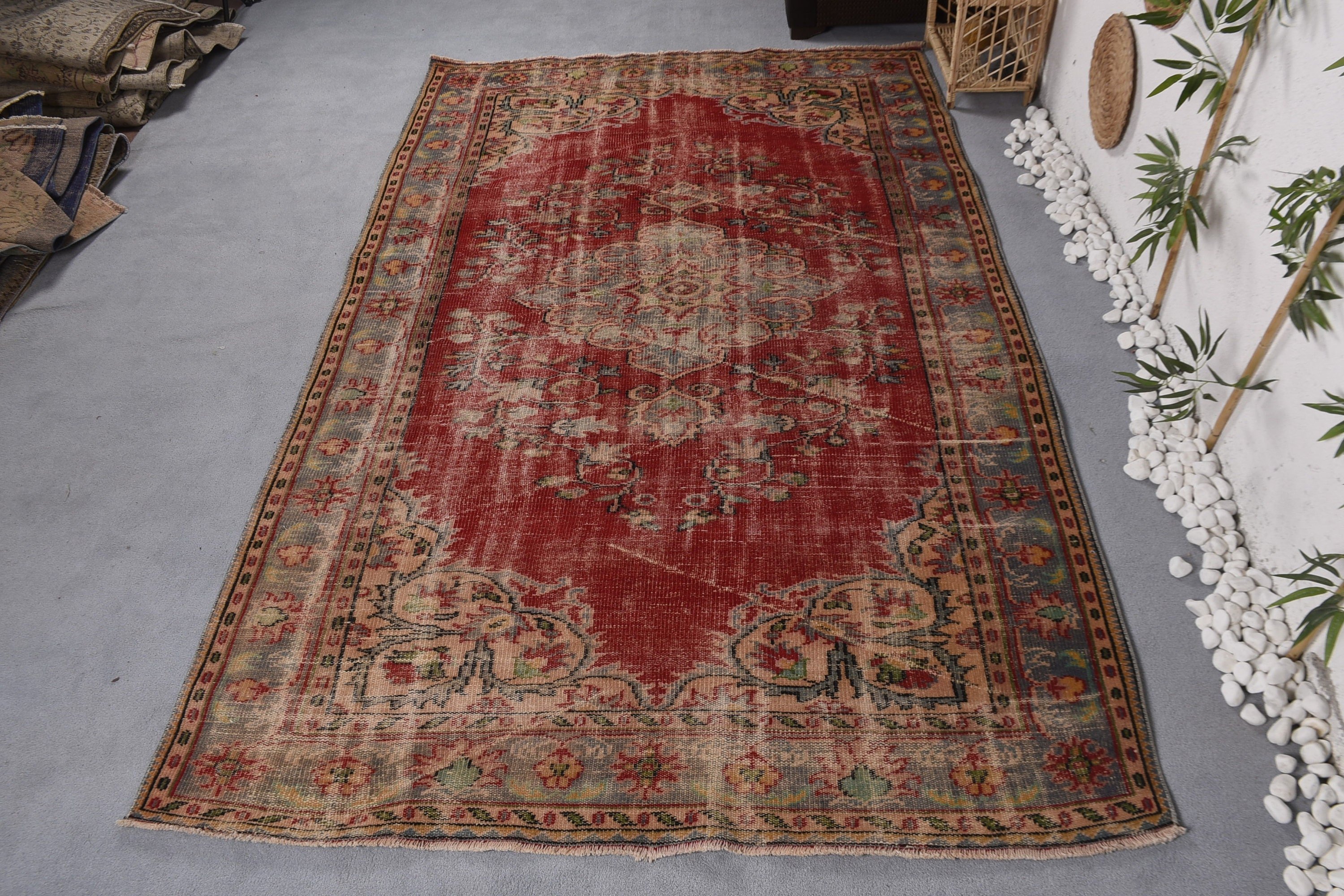 Aztec Rugs, Vintage Rugs, Salon Rugs, Moroccan Rug, 6.1x9.6 ft Large Rug, Dining Room Rug, Red Antique Rugs, Turkish Rugs