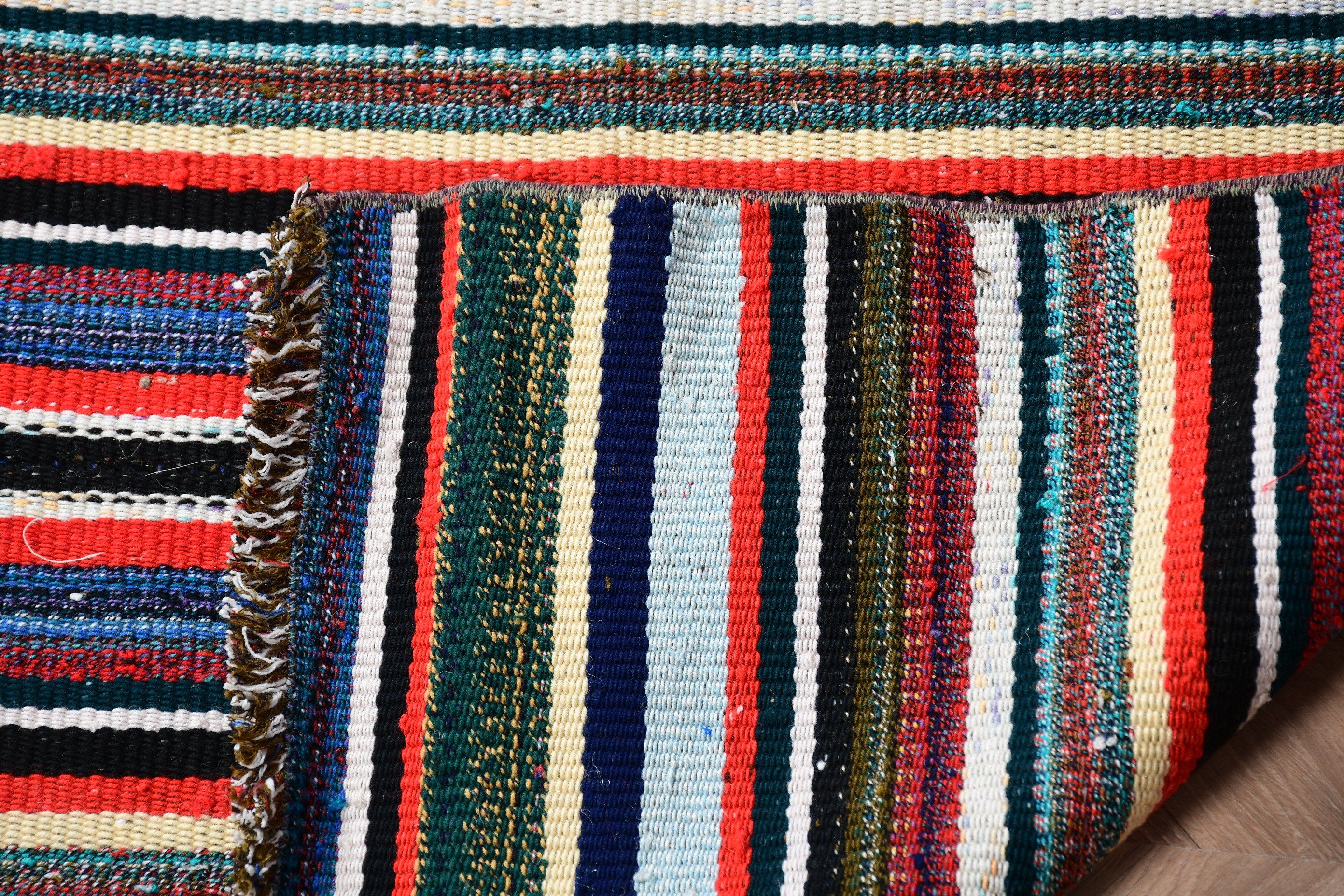 Blue Antique Rug, Rugs for Stair, Kitchen Rugs, Kilim, Oushak Rug, 2.6x7.1 ft Runner Rugs, Art Rug, Vintage Rug, Hallway Rugs, Turkish Rugs