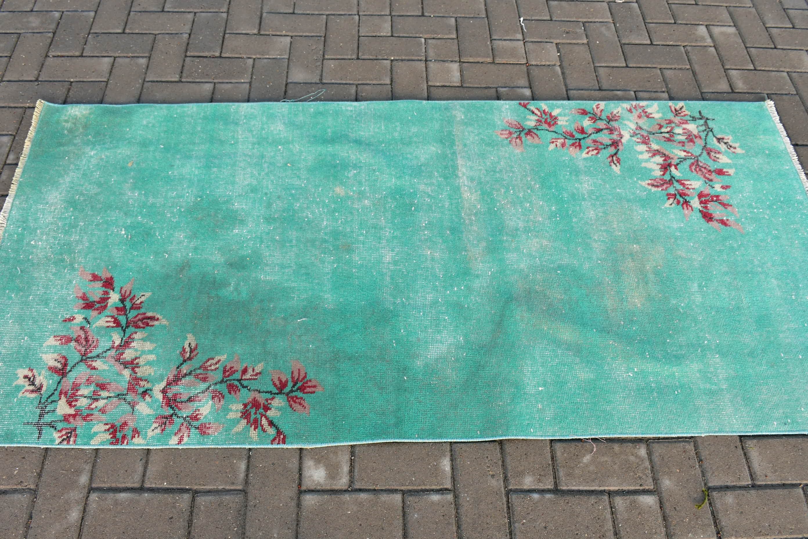 Turkish Rug, Entry Rugs, Rugs for Entry, Cool Rugs, 3.2x6.6 ft Accent Rug, Vintage Rugs, Bedroom Rug, Floor Rug, Green Kitchen Rugs