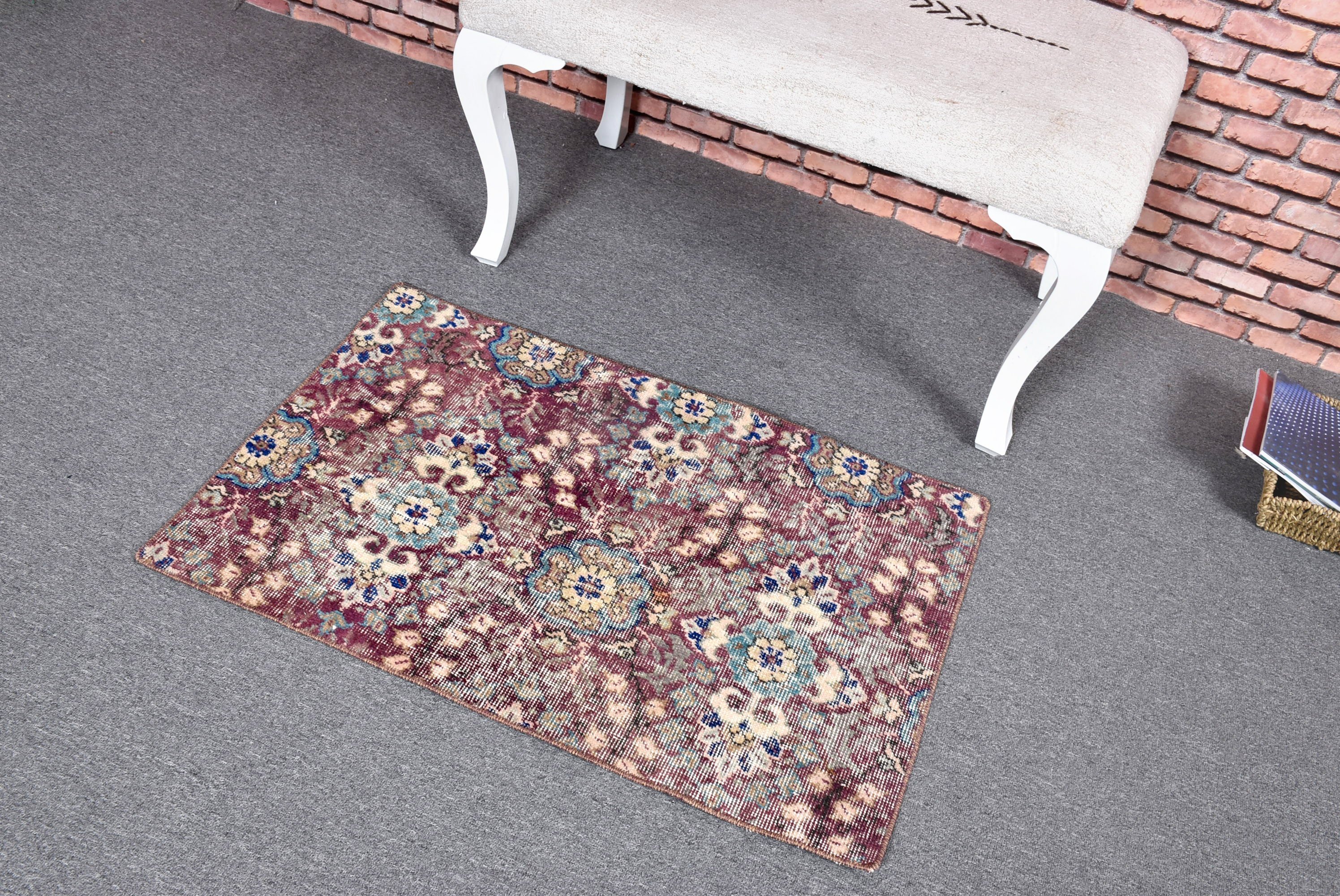 2x3.1 ft Small Rugs, Artistic Rugs, Small Vintage Rug, Purple Boho Rugs, Vintage Rug, Cool Rug, Statement Rugs, Car Mat Rugs, Turkish Rugs