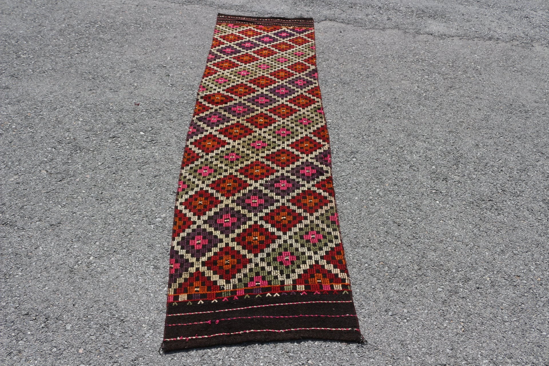 Oushak Halı, Vintage Halı, 2.1x8.6 ft Runner Halıları, Koridor Halısı, Sanat Halısı, Mutfak Halısı, Türk Halıları, Ev Dekorasyonu Halıları, Kilim, Kahverengi Soğuk Halı