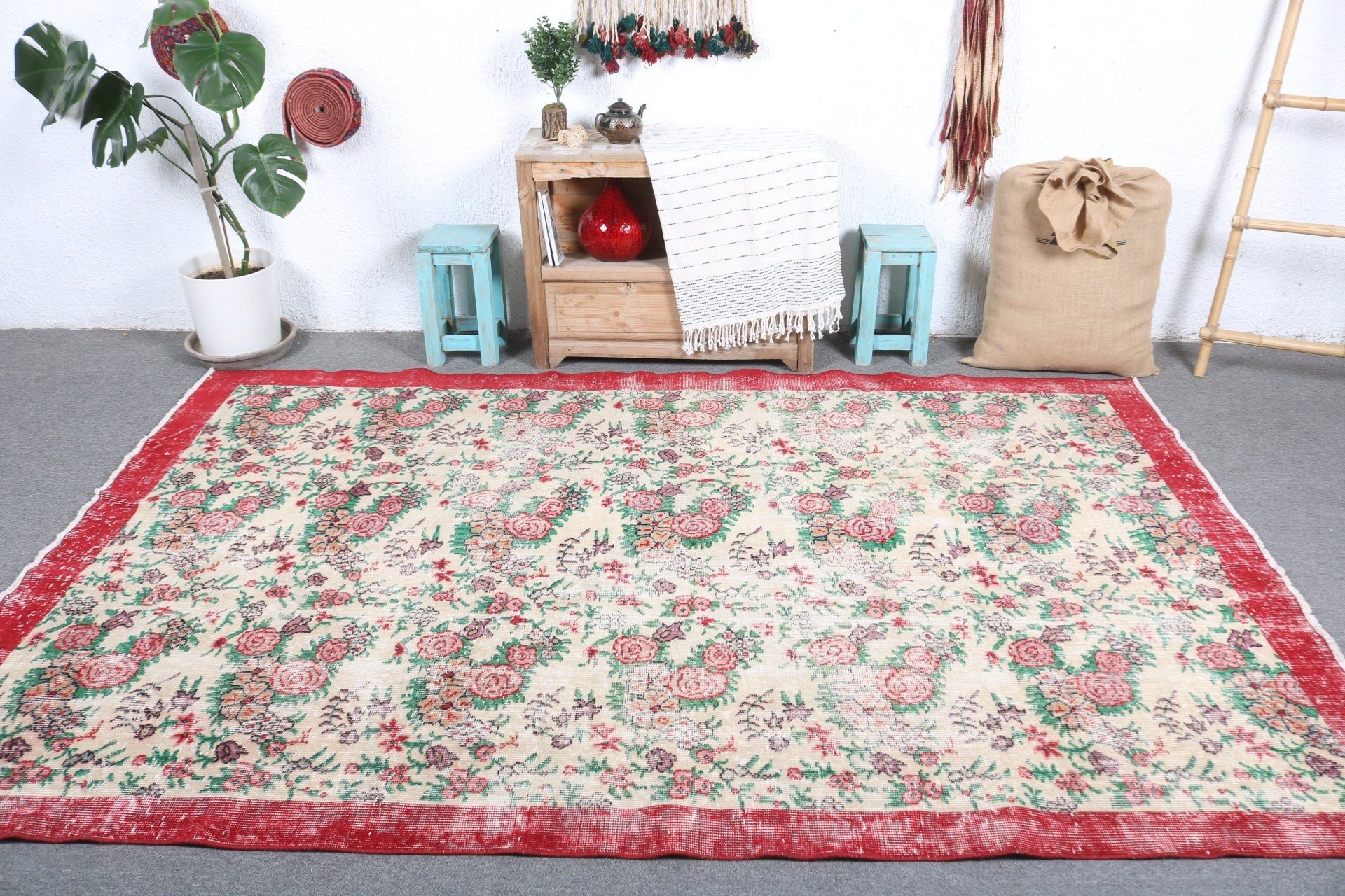 Living Room Rug, Vintage Rug, Oushak Rugs, Turkish Rug, Rugs for Dining Room, Antique Rug, Office Rugs, Bedroom Rugs, 5.6x8.8 ft Large Rug