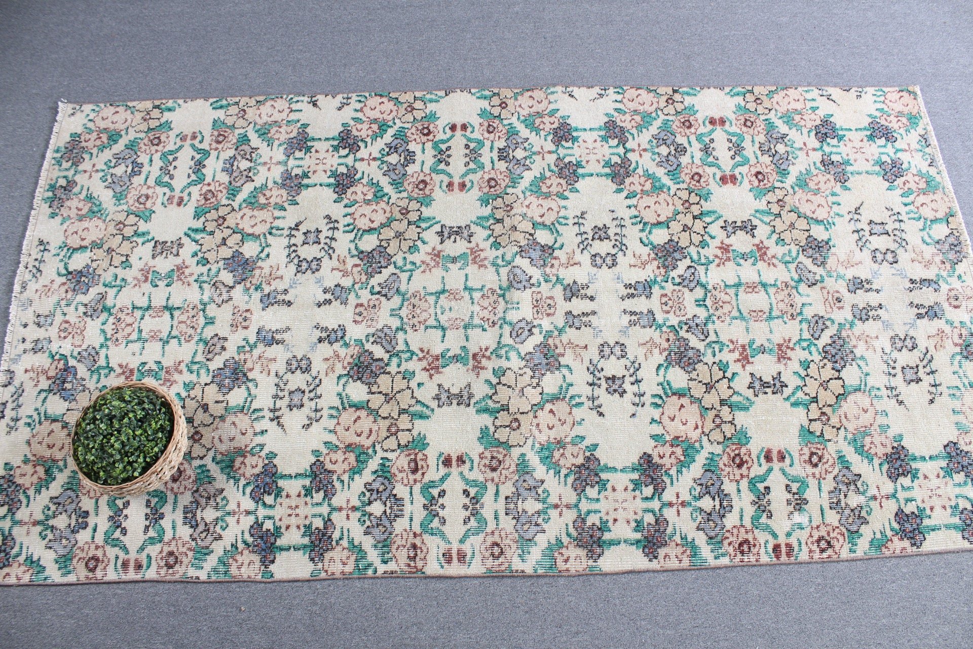 Yatak Odası Halısı, Vintage Halı, Bej Soğuk Halı, Anadolu Halıları, Yer Halıları, 4.2x7.6 ft Alan Halısı, Türk Halıları, Çocuk Odası Halıları, Oushak Halıları