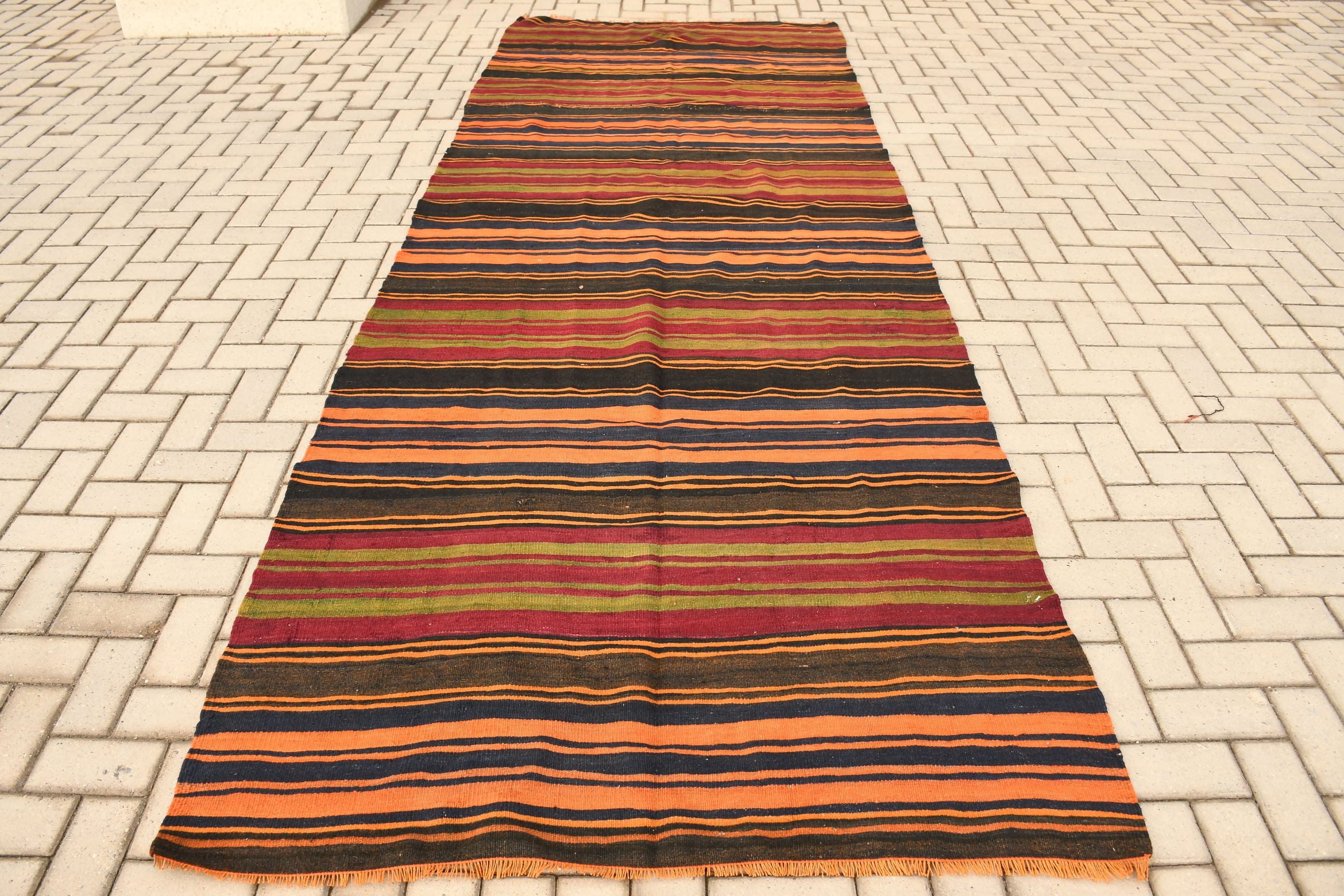 Orange Floor Rug, Rugs for Corridor, Dorm Rug, Cool Rugs, Turkish Rug, Stair Rug, Kilim, Vintage Rug, 4.6x13 ft Runner Rug