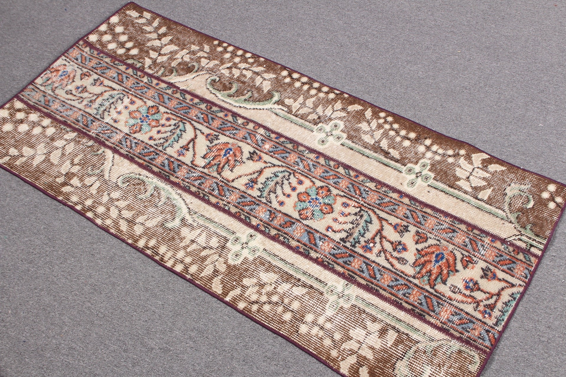 Door Mat Rugs, Bedroom Rugs, Beige Antique Rugs, Bathroom Rug, Turkish Rugs, Vintage Rug, Old Rug, 2.1x4.4 ft Small Rug