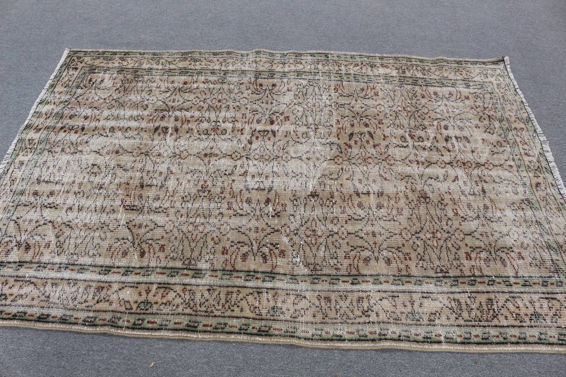 Türk Halıları, Kahverengi 4.7x6.9 ft Alan Halısı, Havalı Halılar, Çocuk Halısı, Yer Halısı, Oturma Odası Halısı, Vintage Halı