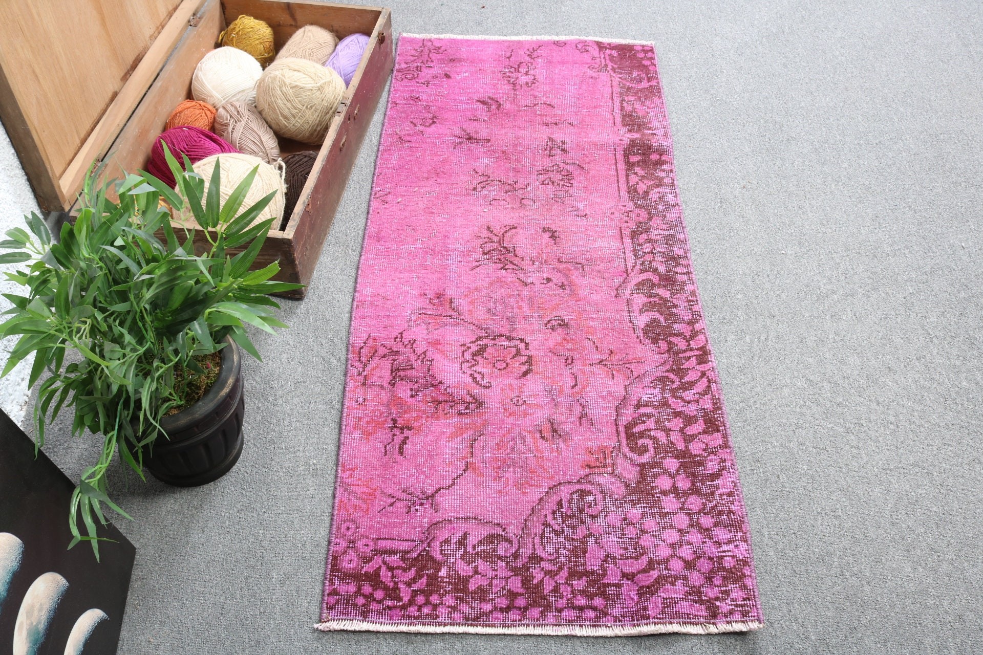 Exotic Rug, Turkish Rugs, 2x4.7 ft Small Rugs, Statement Rugs, Nursery Rugs, Pink Neutral Rugs, Oriental Rugs, Kitchen Rug, Vintage Rugs