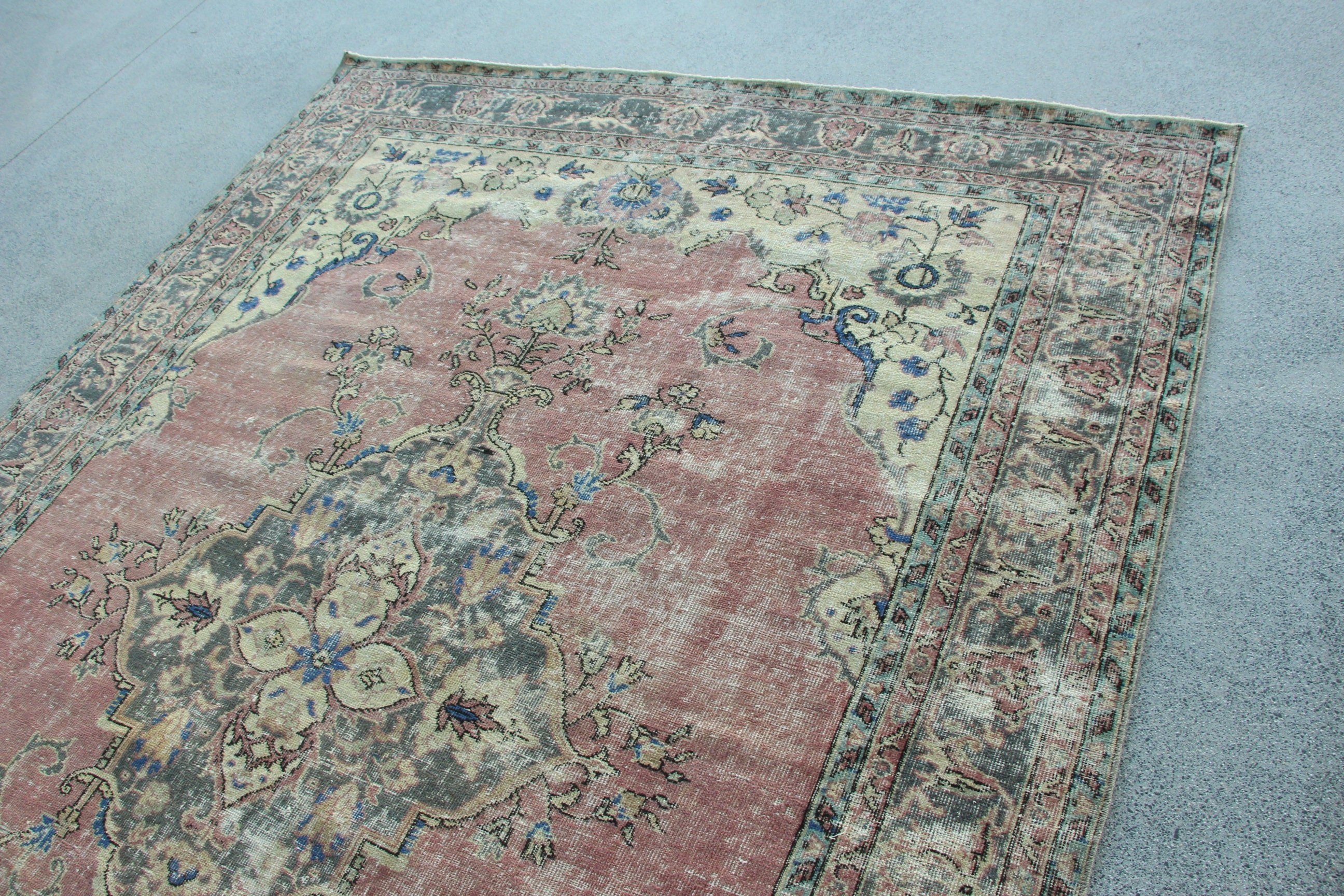 Oryantal Halı, Ev Dekor Halıları, Vintage Halılar, Dış Mekan Halısı, 7x9.4 ft Büyük Halı, Pembe Düz Dokuma Halı, Büyük Vintage Halı, Salon Halısı, Türk Halısı