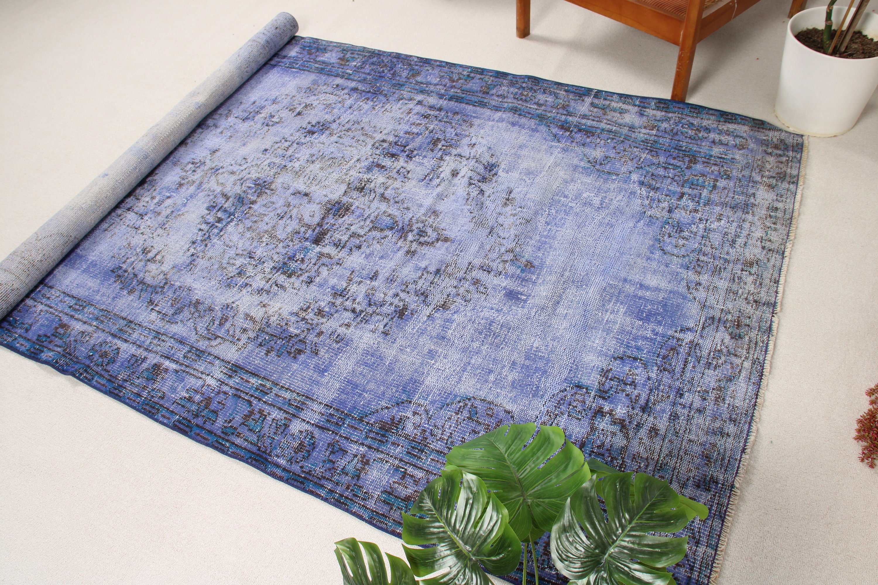 4.9x8.6 ft Large Rug, Handwoven Rug, Turkish Rug, Statement Rugs, Bedroom Rugs, Large Boho Rugs, Floor Rugs, Vintage Rugs, Blue Modern Rug