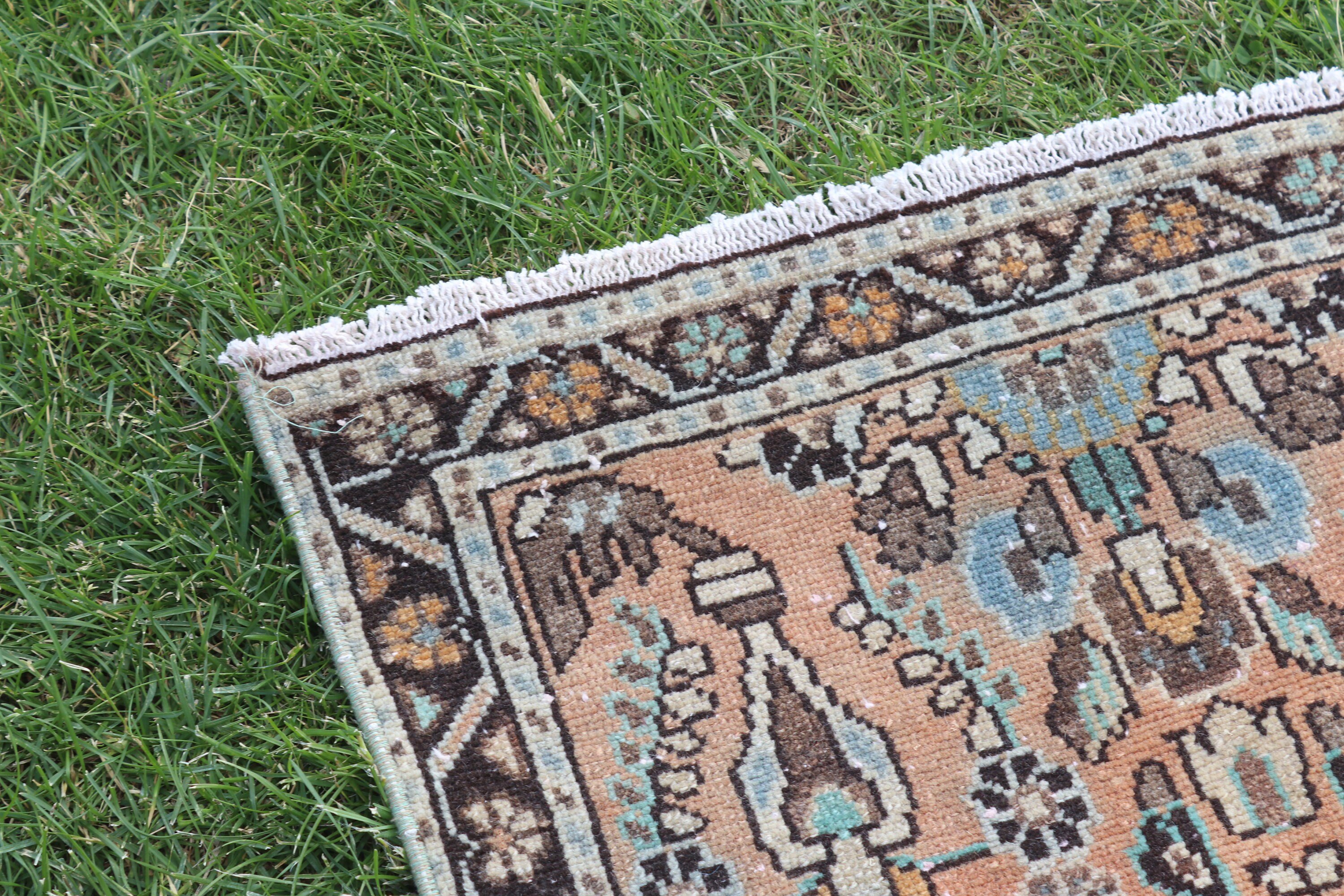 Türk Halıları, Vintage Halı, 2x3.1 ft Küçük Halı, Küçük Vintage Halı, Egzotik Halı, Kapı Paspası Halısı, Boho Halısı, Gri El Dokuma Halısı